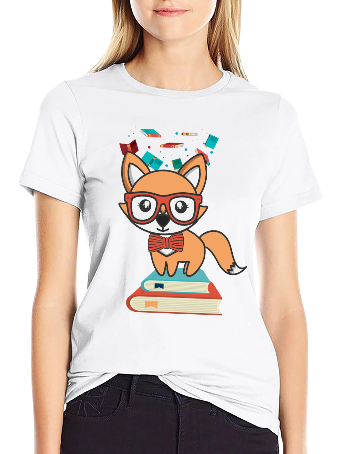 Black Fox Reader Graphic Tee - Cute Bookworm Shirt view 9