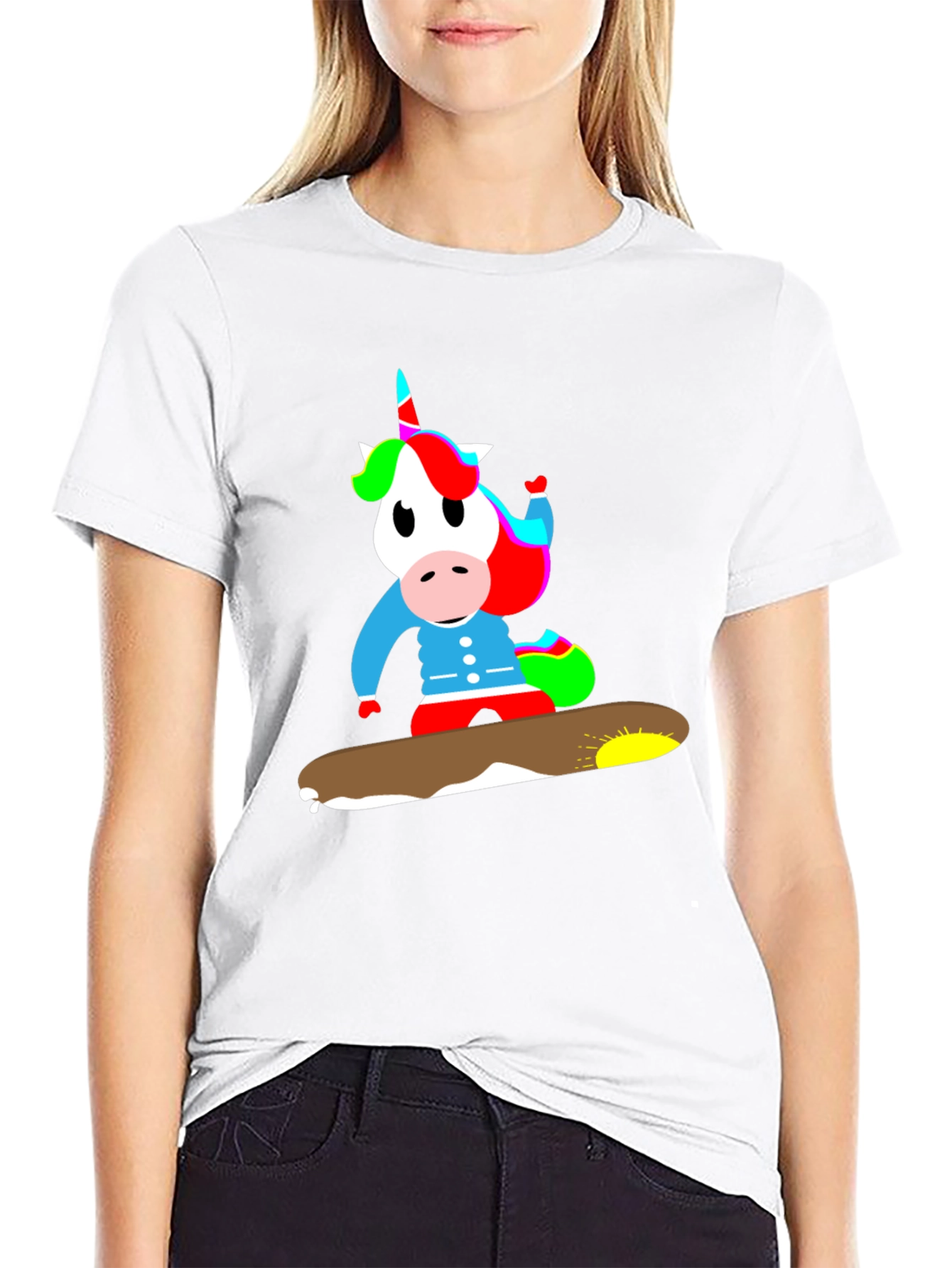 Black Unicorn Snowboarding T-Shirt - Fun, Unique Design view 9