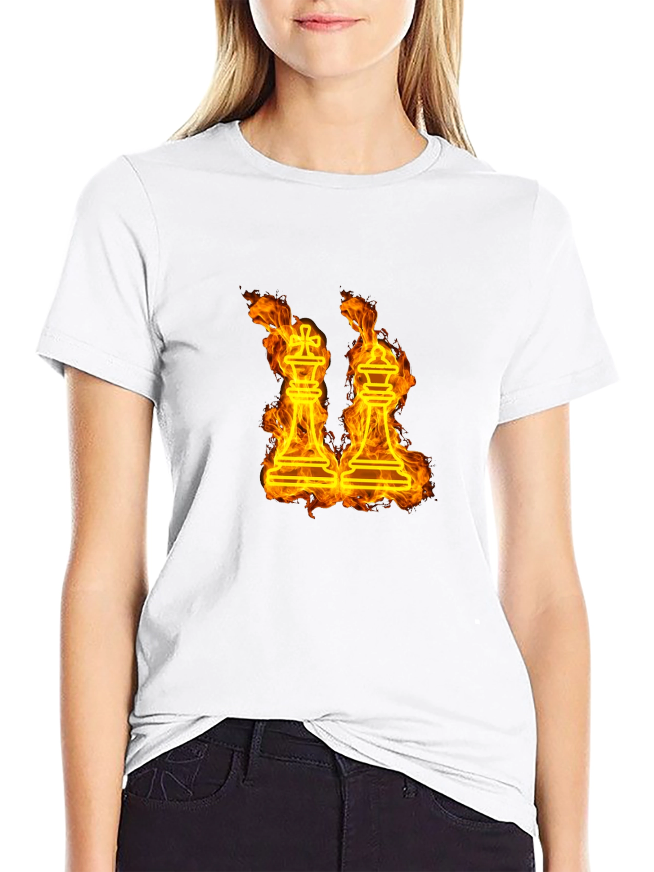 Black Fiery Chess Kings T-Shirt view 9