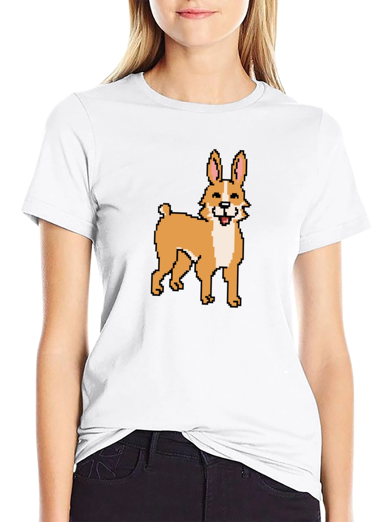 Black Pixel Art Dog T-Shirt - Unique Graphic Tee view 9