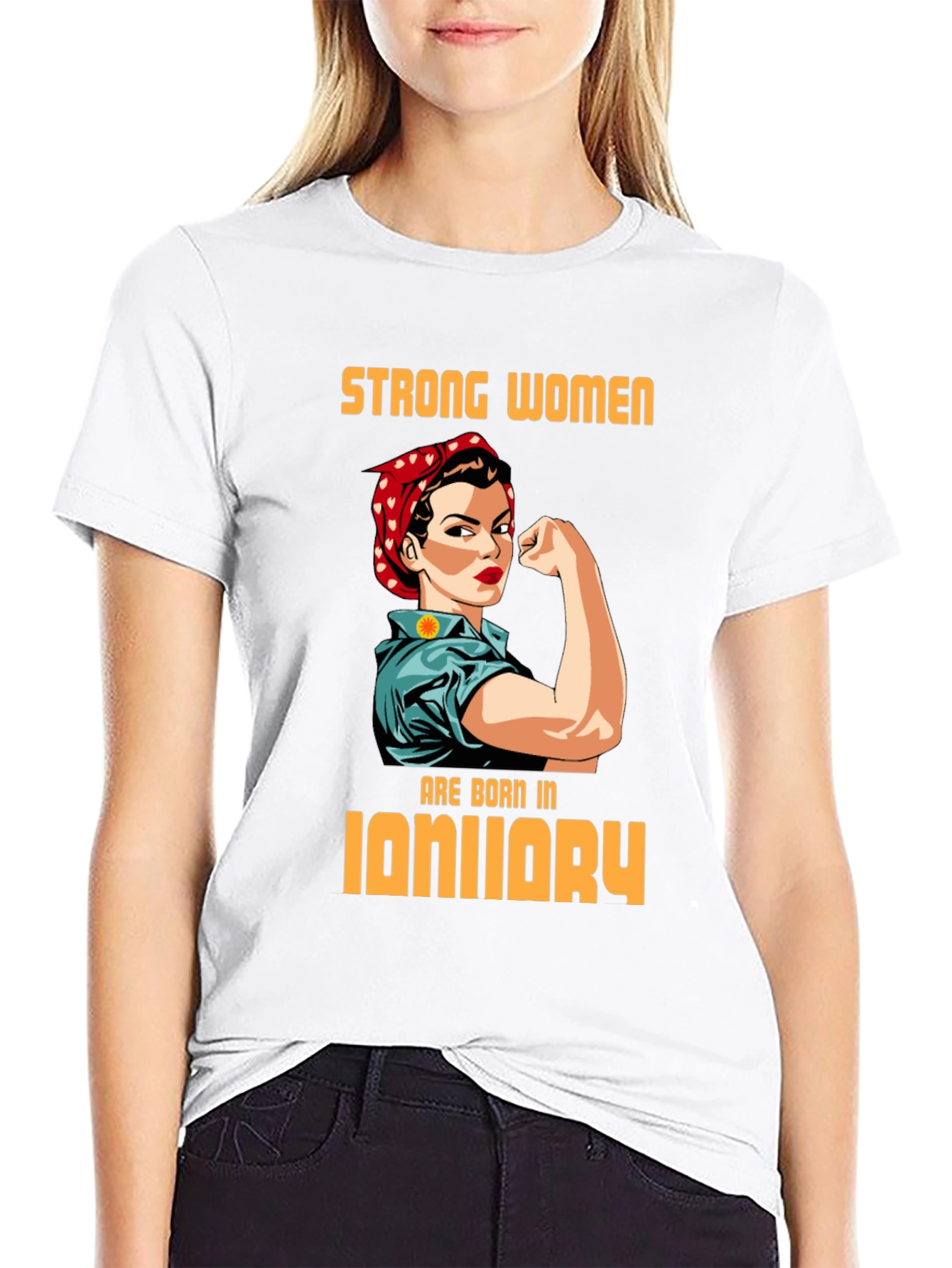Black Strong Women January Birthday T-Shirt view 9