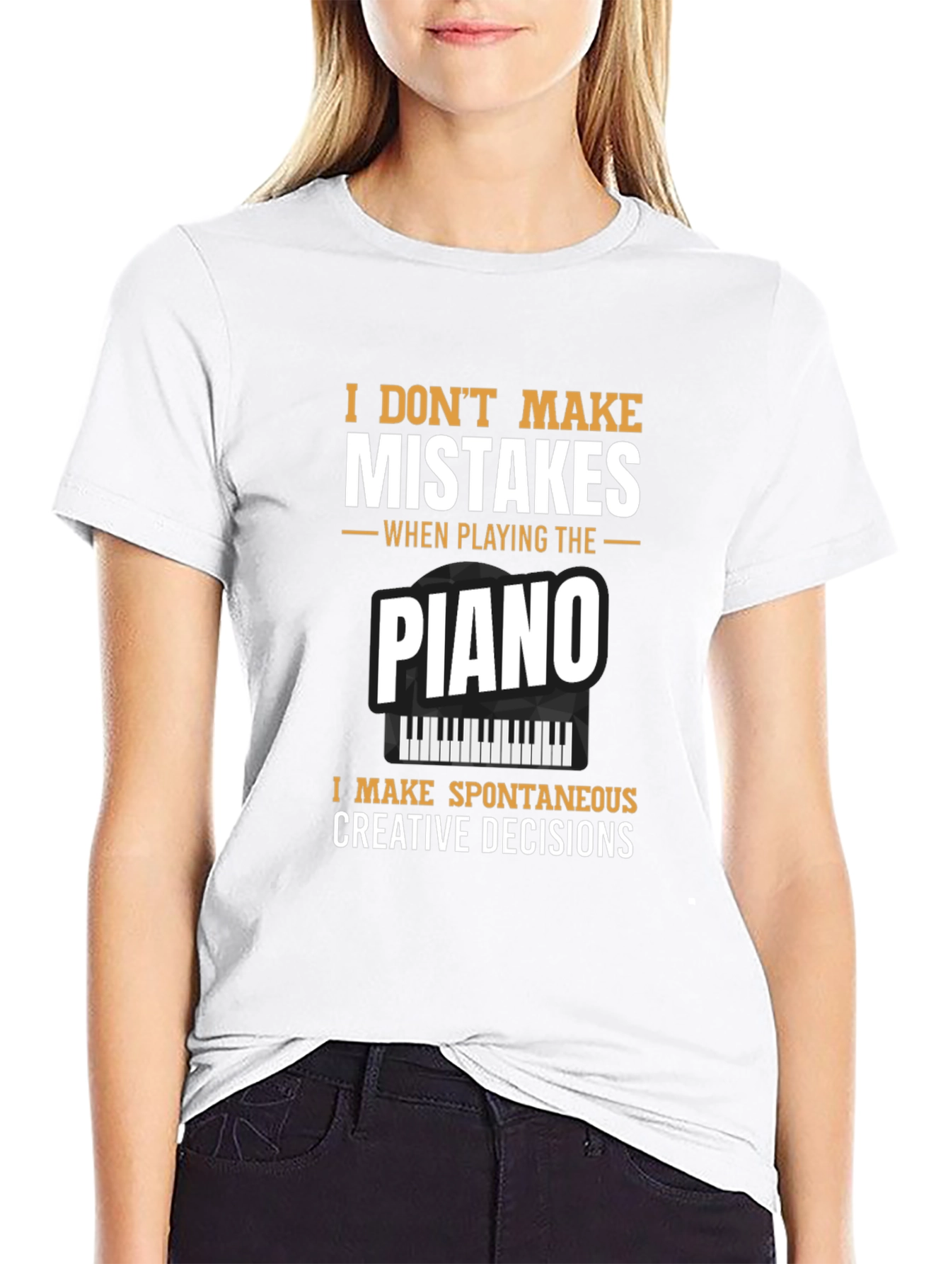 Black Piano Player T-Shirt: I Don't Make Mistakes view 9