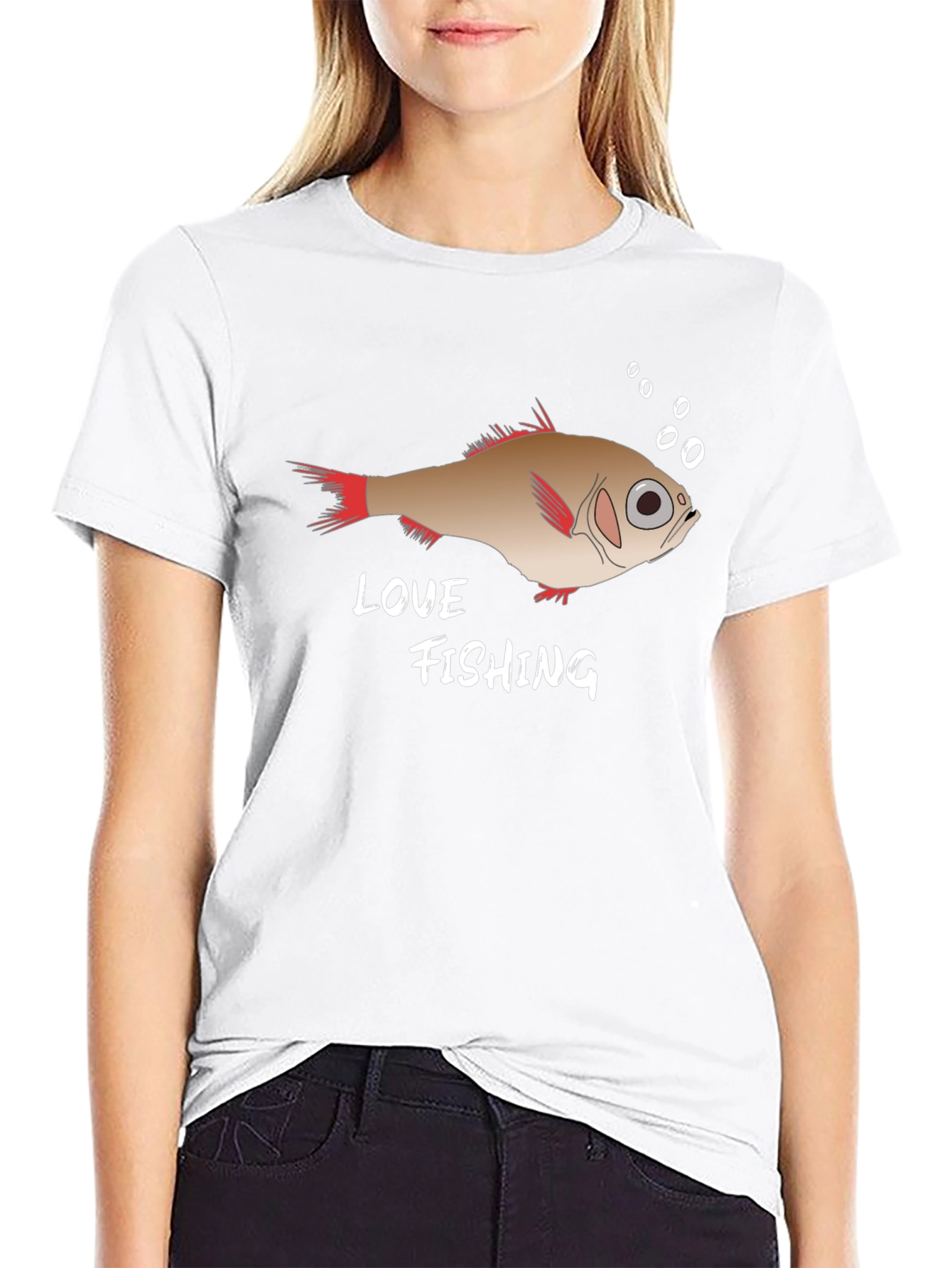 Black Love Fishing Graphic Tee - Black Cotton T-Shirt view 9