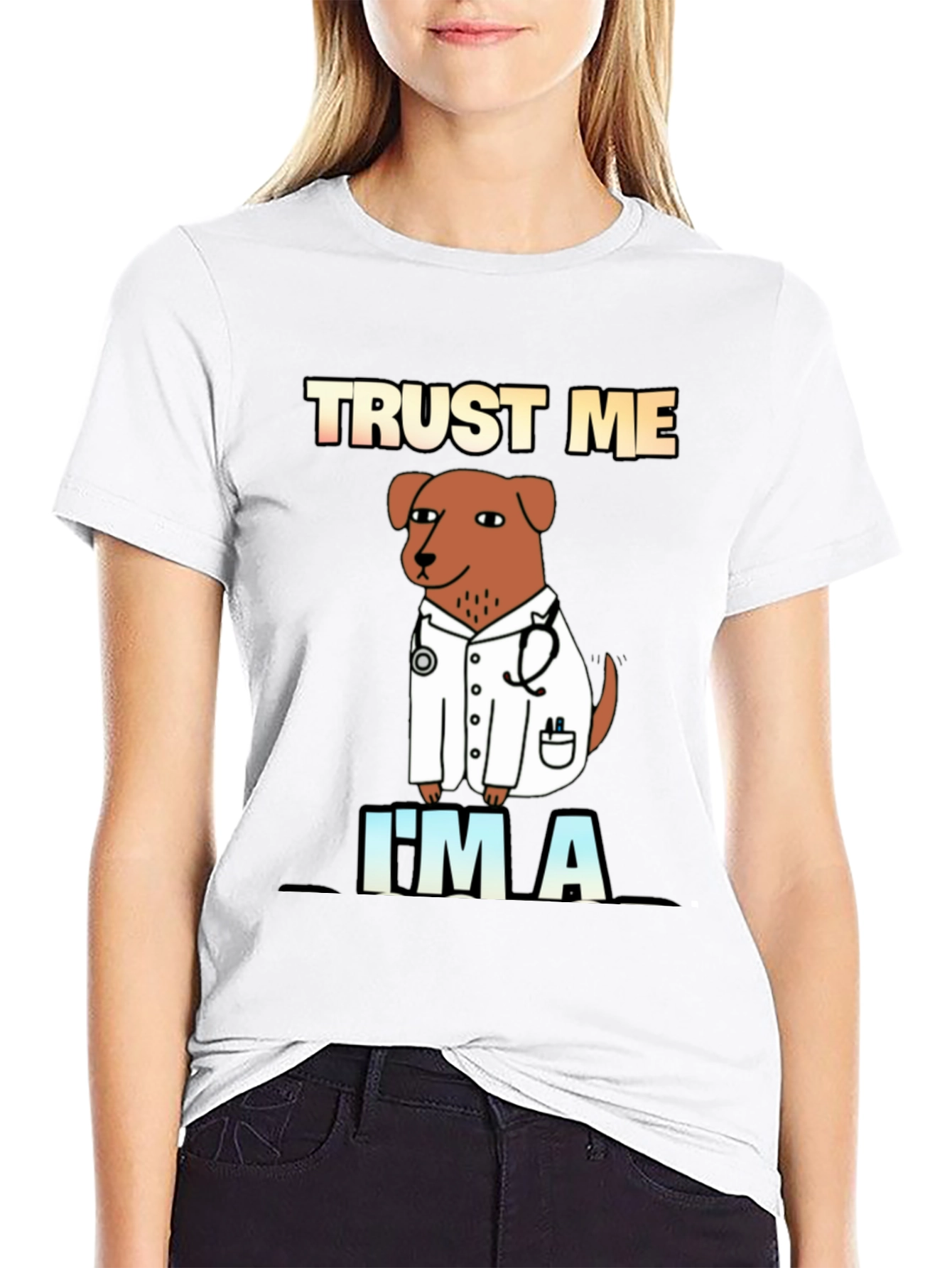 Black Trust Me I'm A Doctor Dog T-Shirt view 9