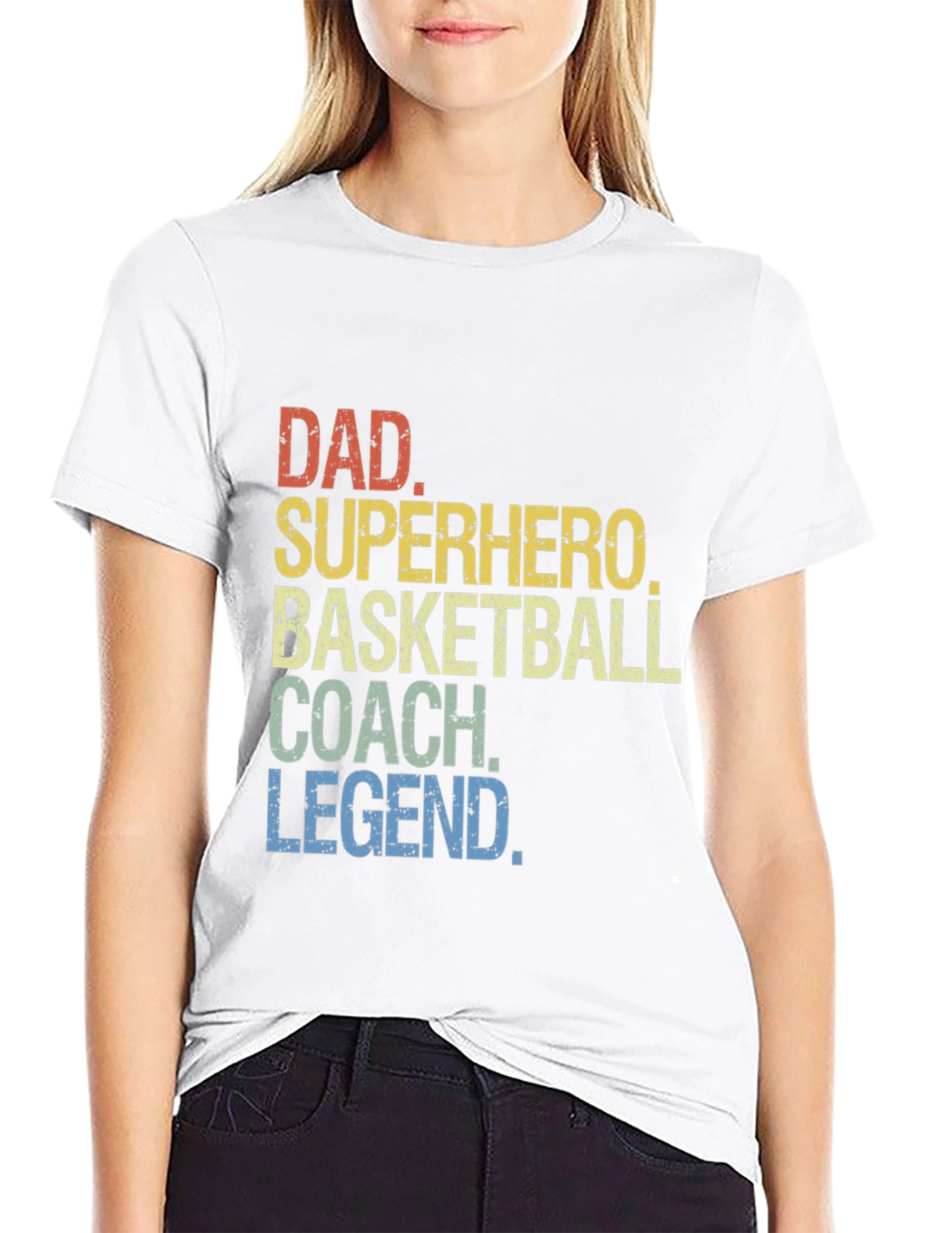 Black Dad Superhero Basketball Coach Legend T-Shirt view 9