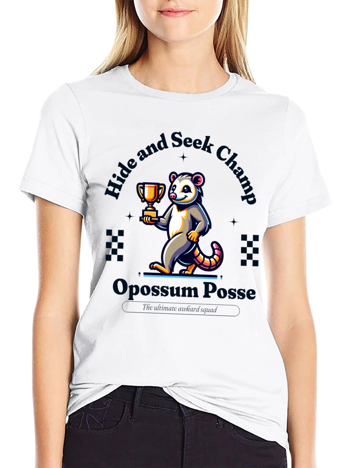 Black Opossum Hide & Seek Champ T-Shirt view 9