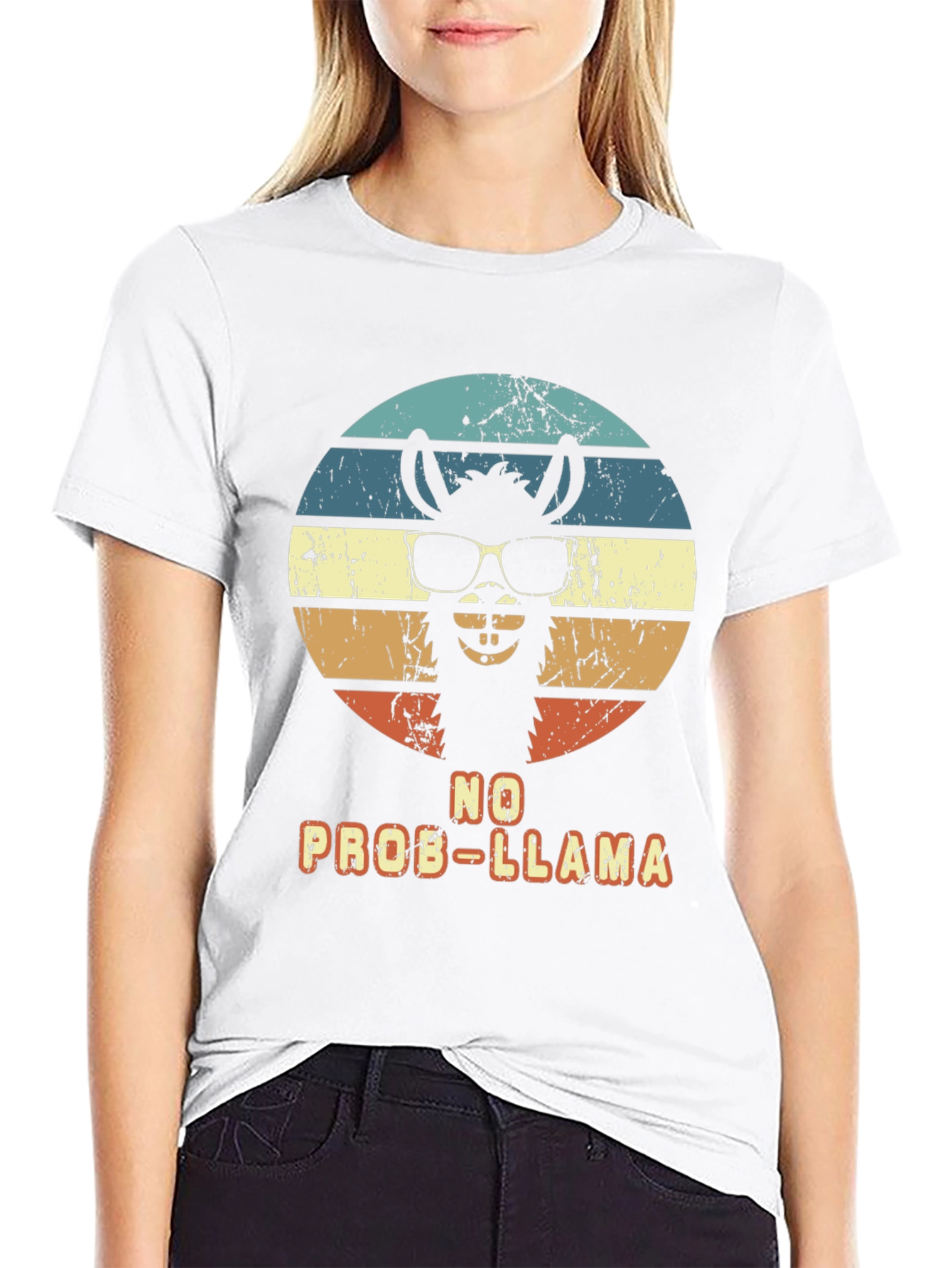 Black No Prob-Llama T-Shirt - Retro Alpaca Design view 9