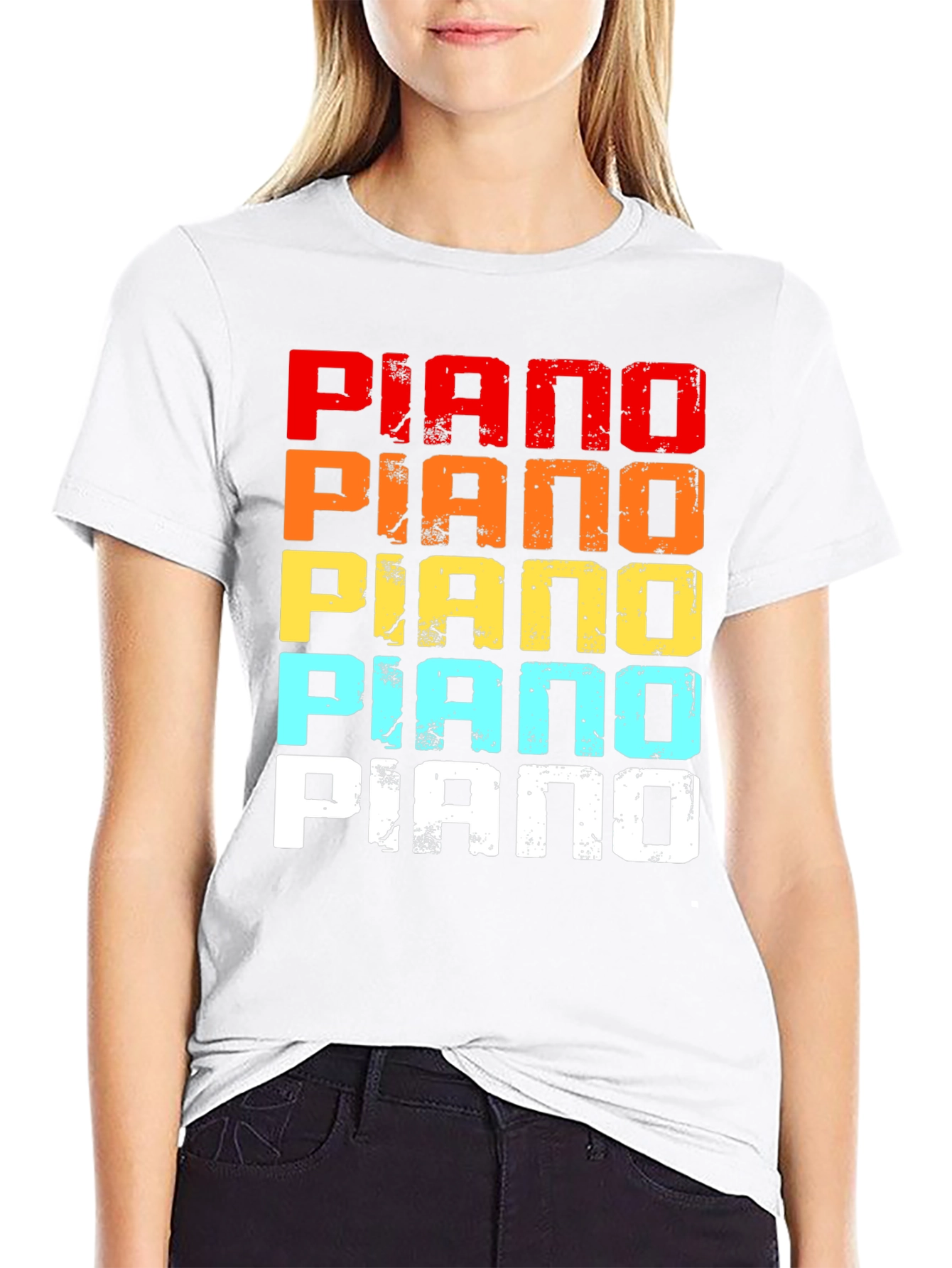 Black Retro Piano Graphic Tee - Music Lover T-Shirt view 9