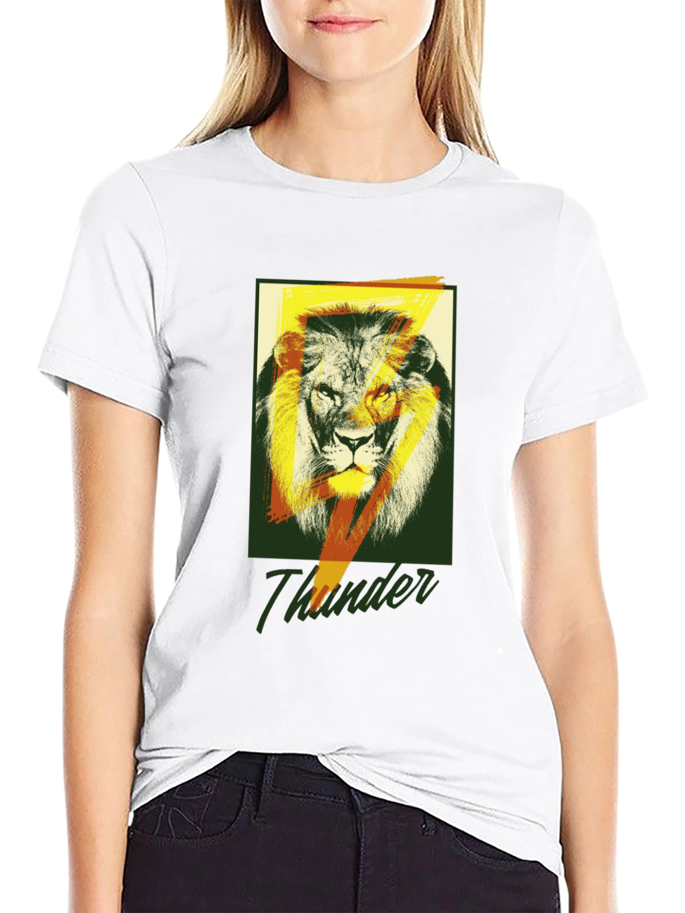 Black Lion Thunder Graphic Tee - Stylish Black T-Shirt view 9