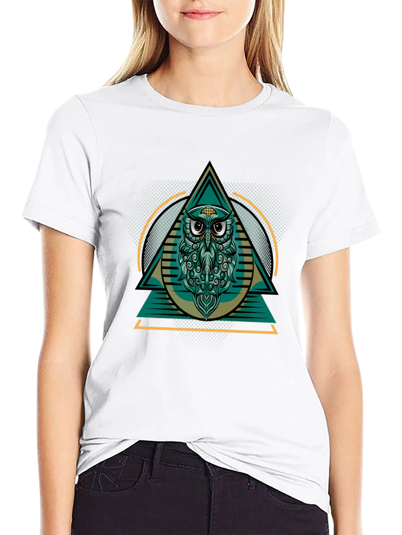 Black Owl Graphic Black T-Shirt view 9