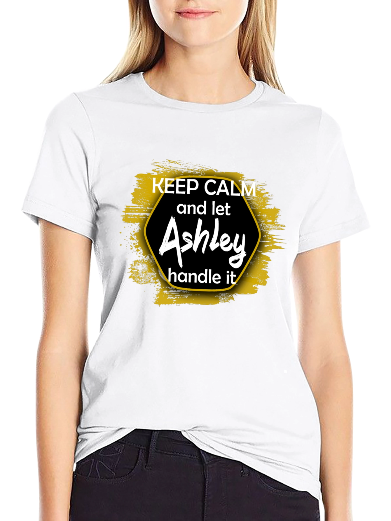 Black Keep Calm Ashley T-Shirt - Humorous Gift Tee view 9