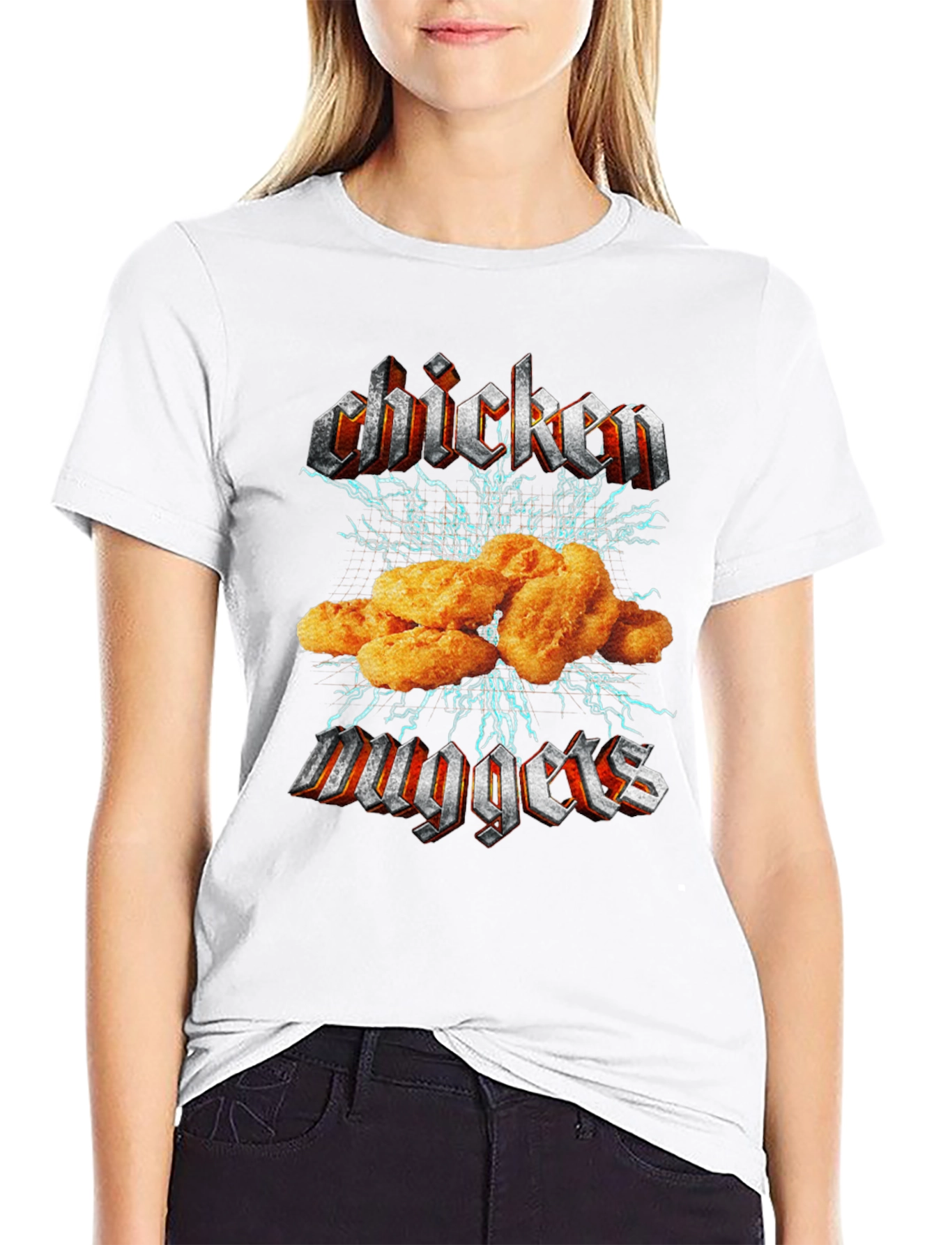 Black Chicken Nuggets Black T-Shirt - Foodie Humor view 9