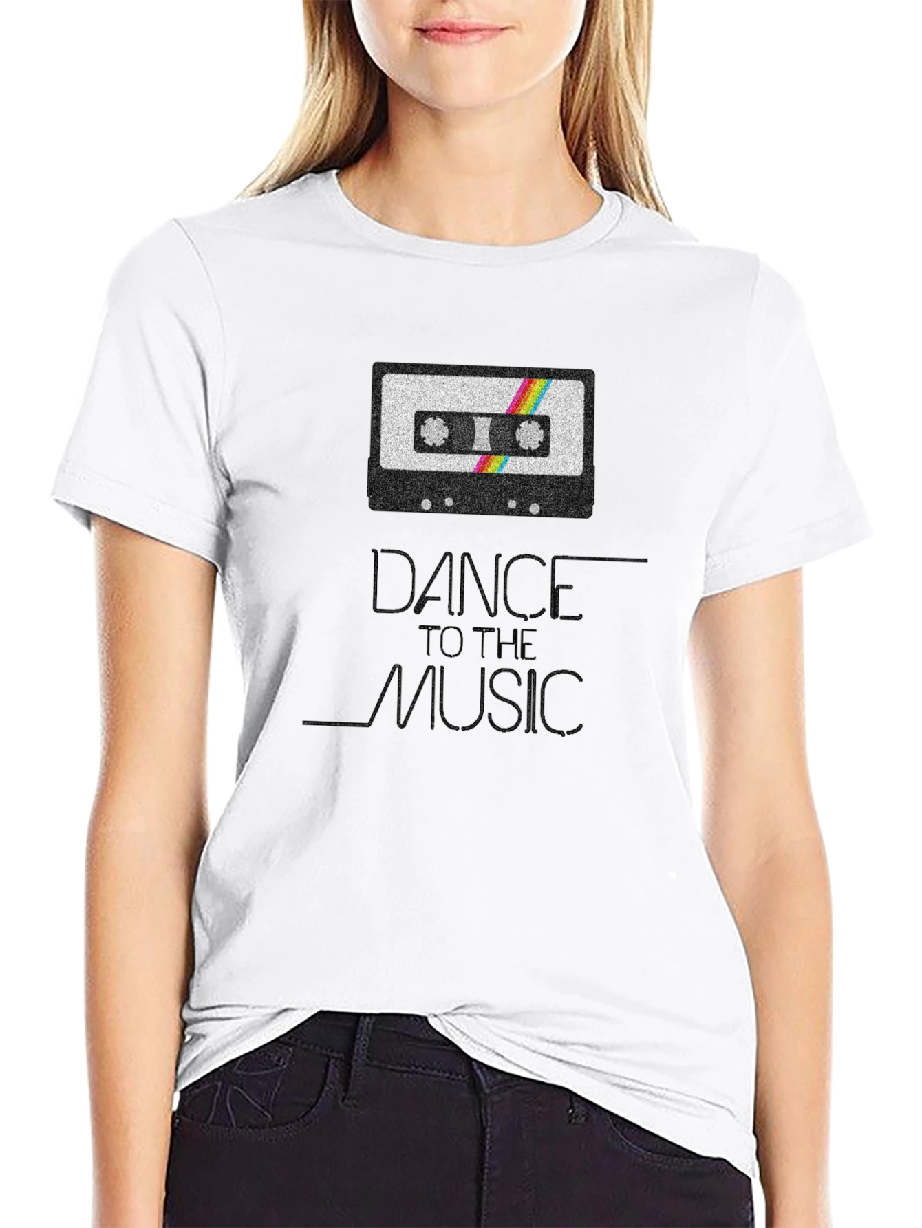 Black Dance To The Music Retro Cassette Tape T-Shirt view 9