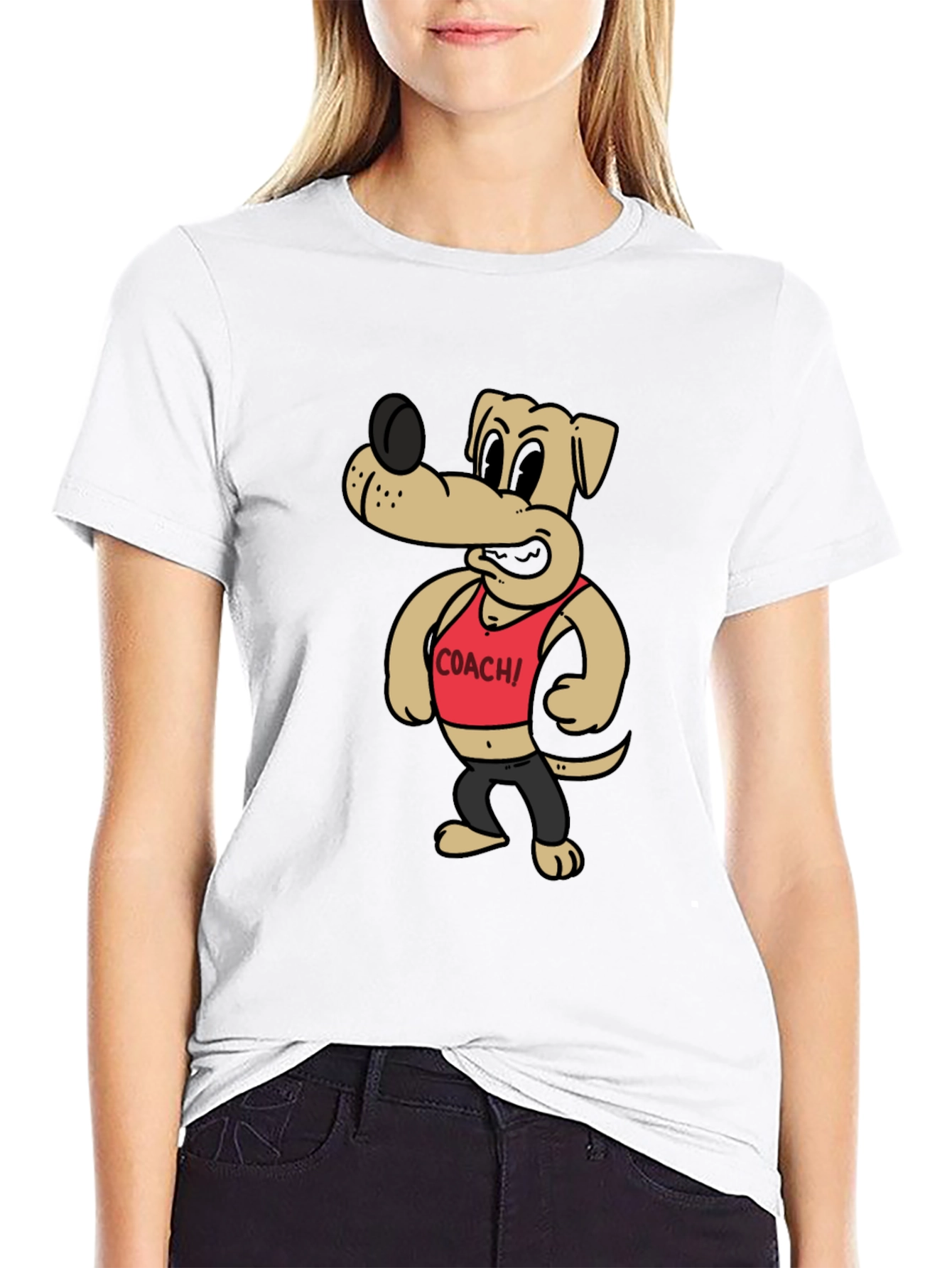 Black Cartoon Dog Coach Graphic Tee view 9