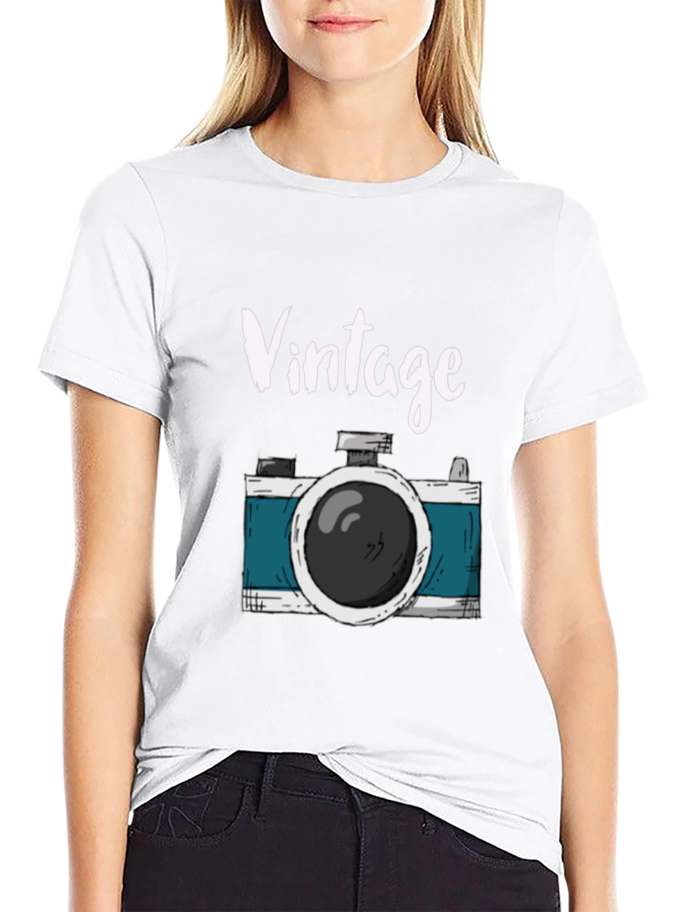 Black Vintage Camera Graphic Tee view 9