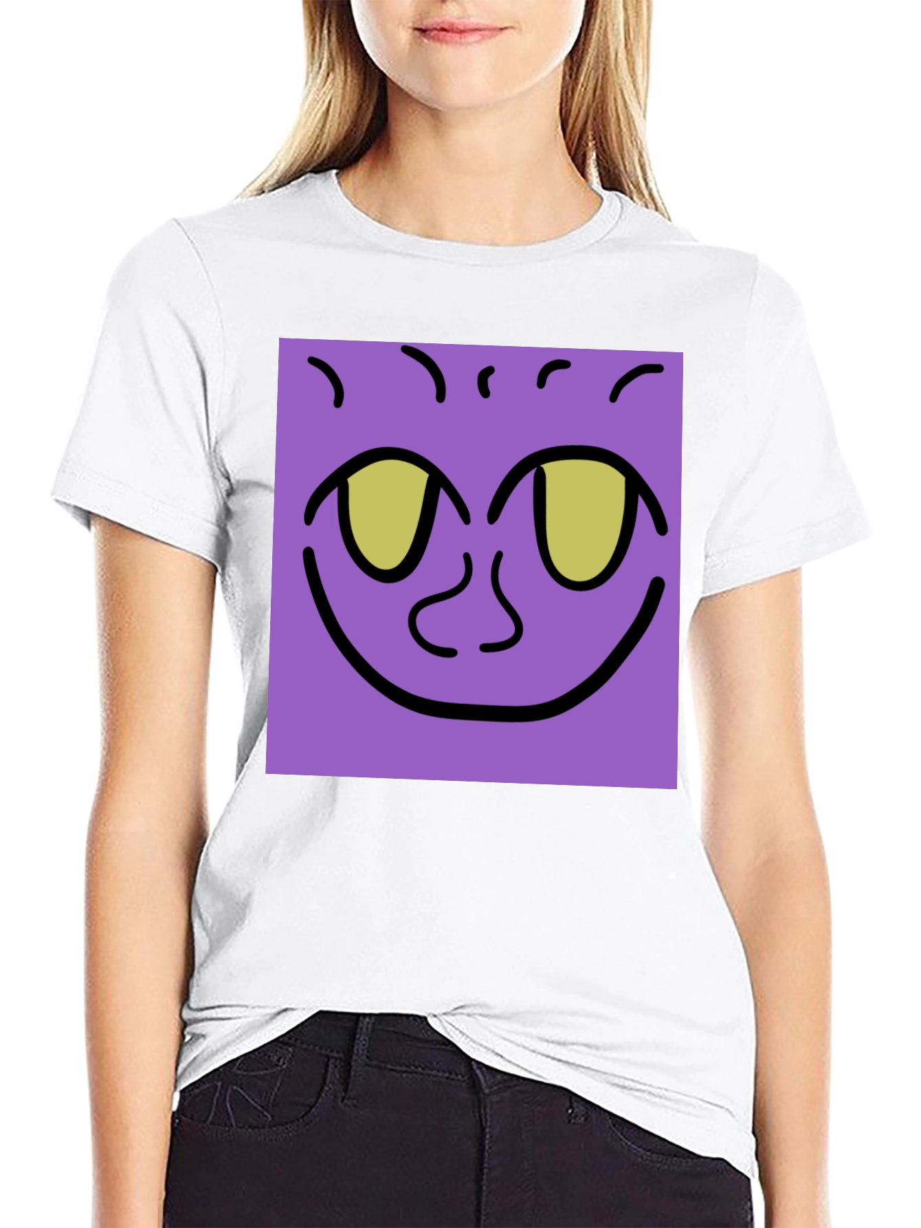 Black Purple Face Graphic Tee - Black Cotton Shirt view 9
