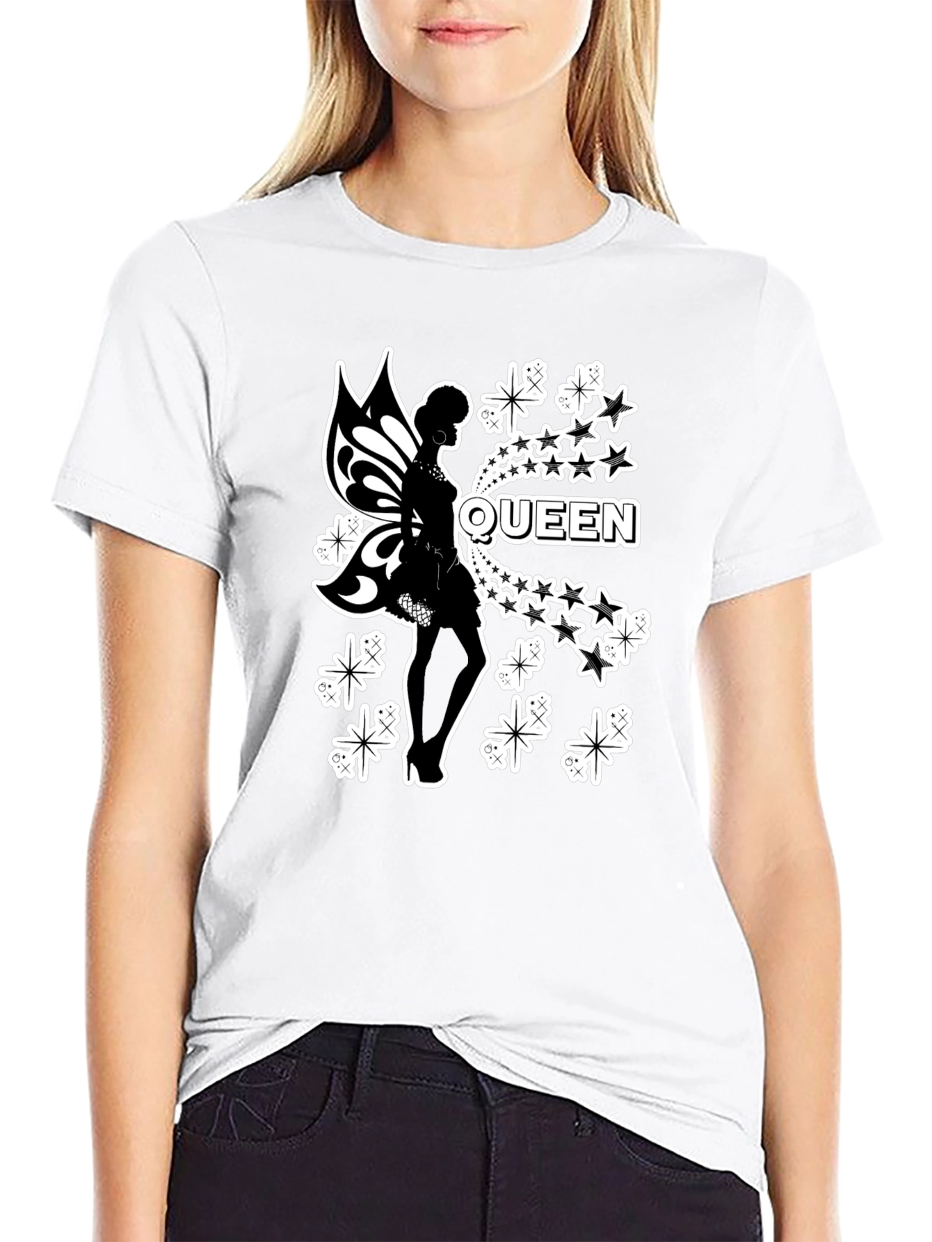 Black Queen Fairy Graphic Black T-Shirt view 9