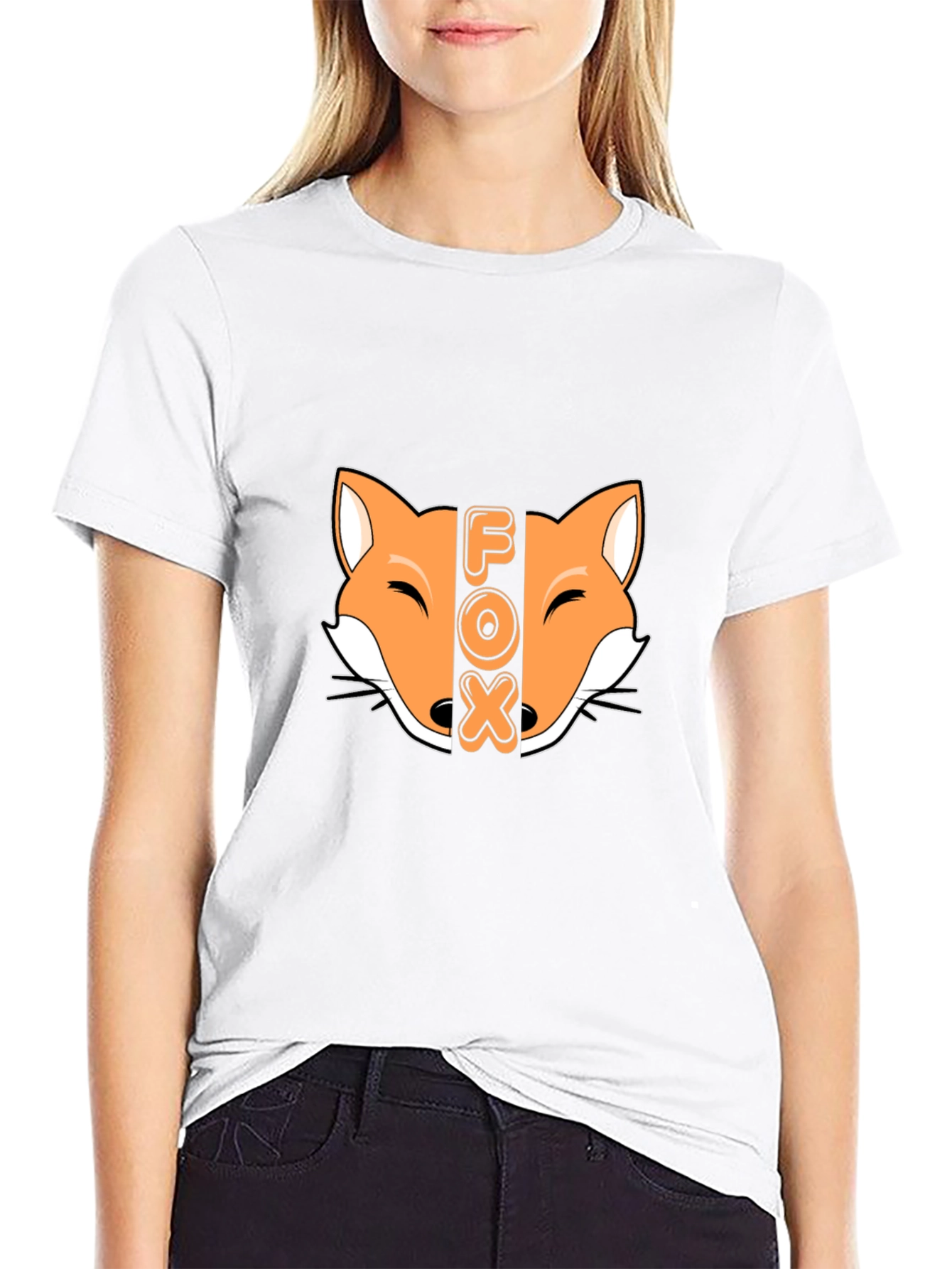 Black Cool Fox Graphic Black T-Shirt view 9