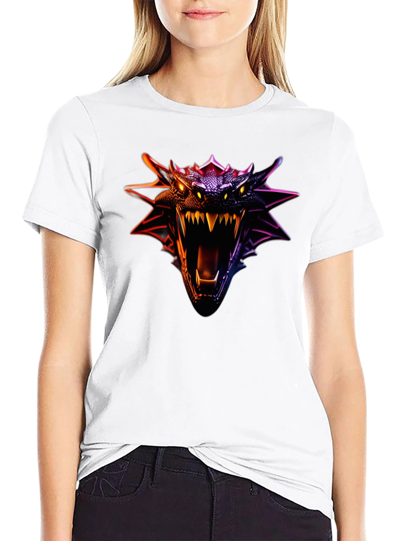 Black Dragon Head Graphic Tee - Fierce Design view 9