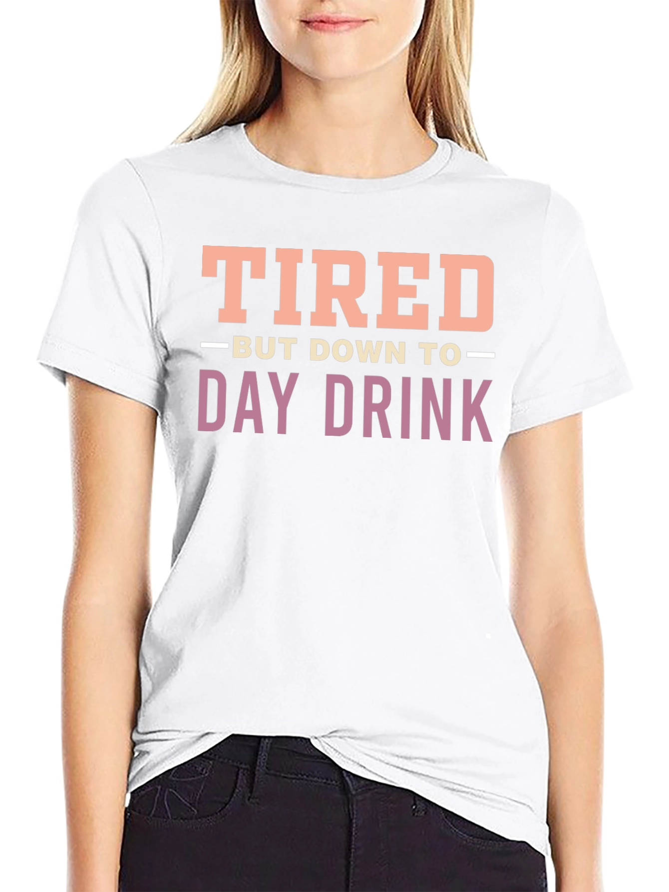Black Tired But Down to Day Drink Black Graphic Tee view 9