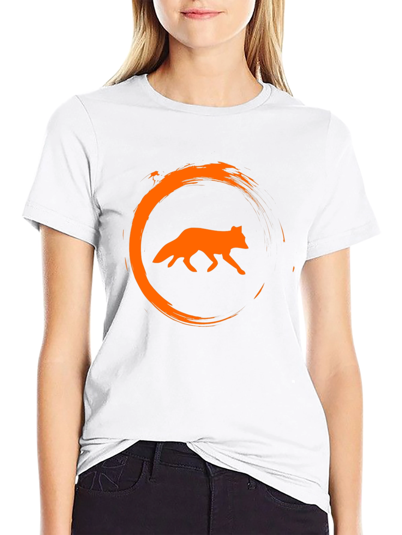 Black Fox Circle Graphic Black T-Shirt view 9