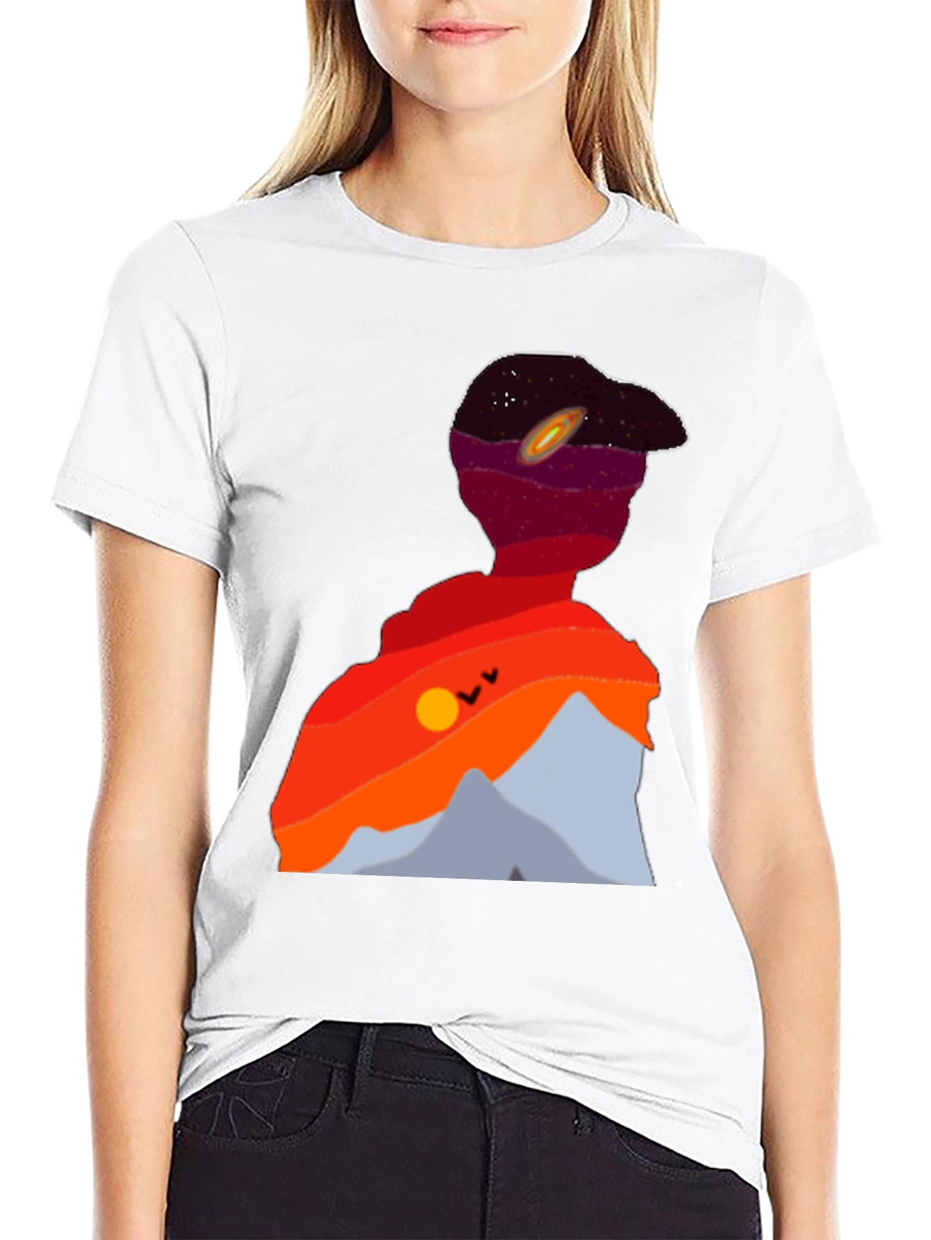 Black Cosmic Landscape Silhouette Graphic Tee - Black view 9