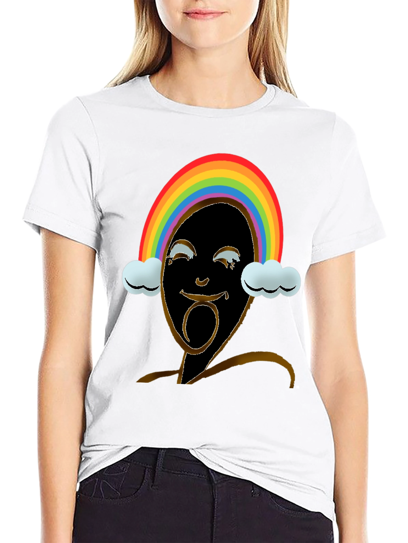 Black Rainbow Face Graphic Tee - Black view 9