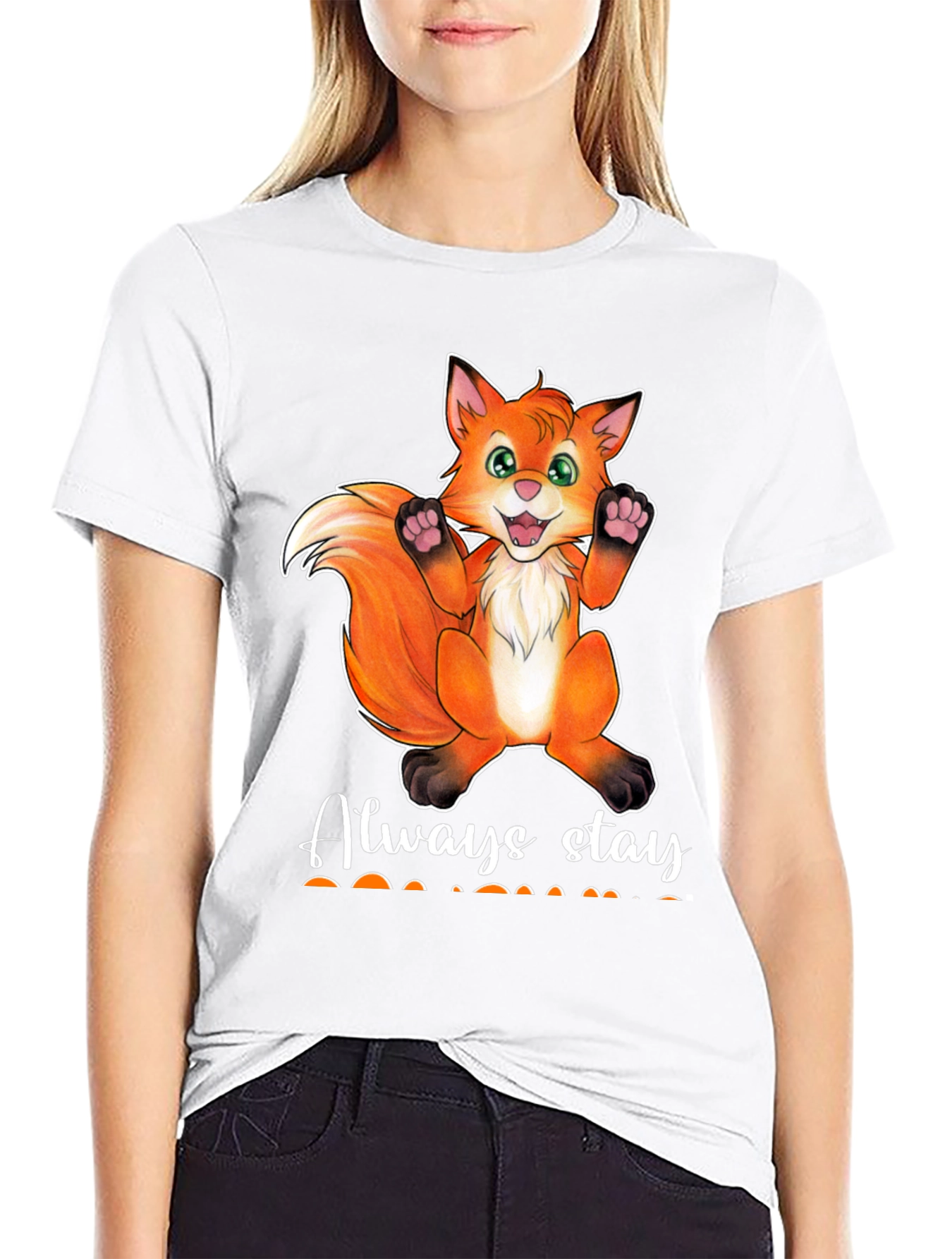 Black Cute Fox T-Shirt - Always Stay view 9