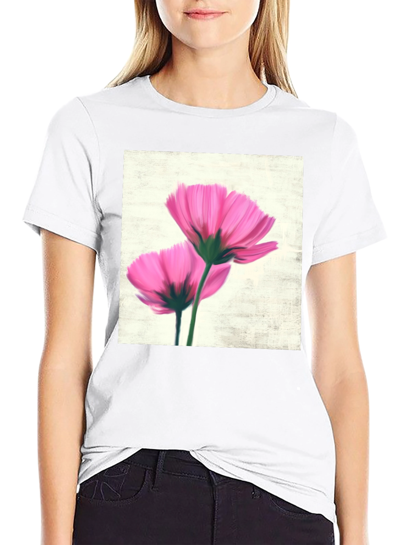 Black Floral Print Black T-Shirt view 9