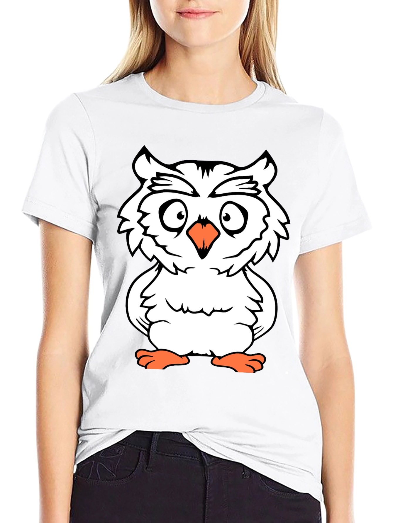Black Owl Graphic Tee - Black Cotton T-Shirt view 9