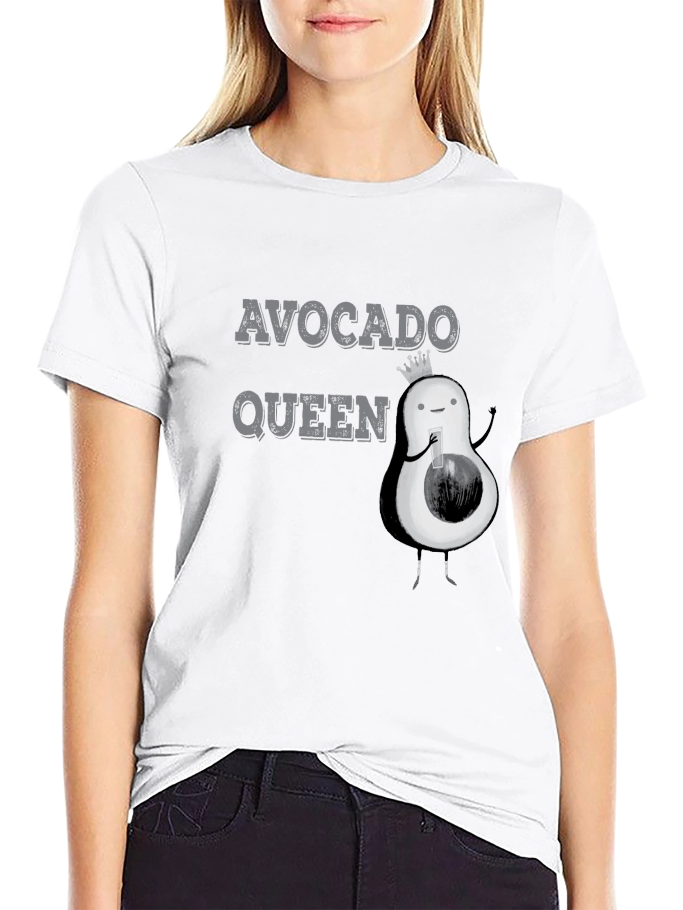 Black Avocado Queen Black Graphic T-Shirt view 9