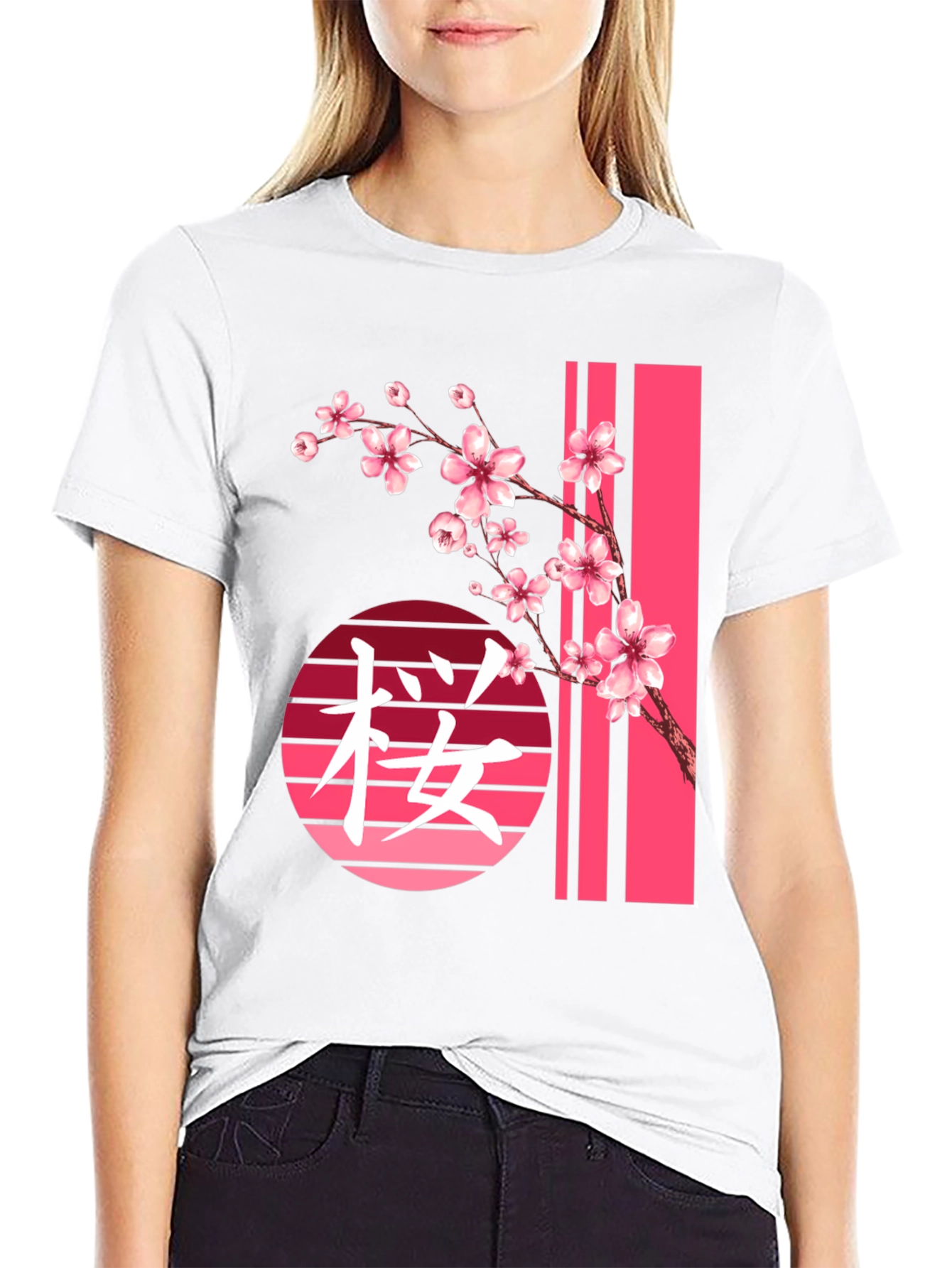 Black Sakura Blossom Graphic Tee view 9