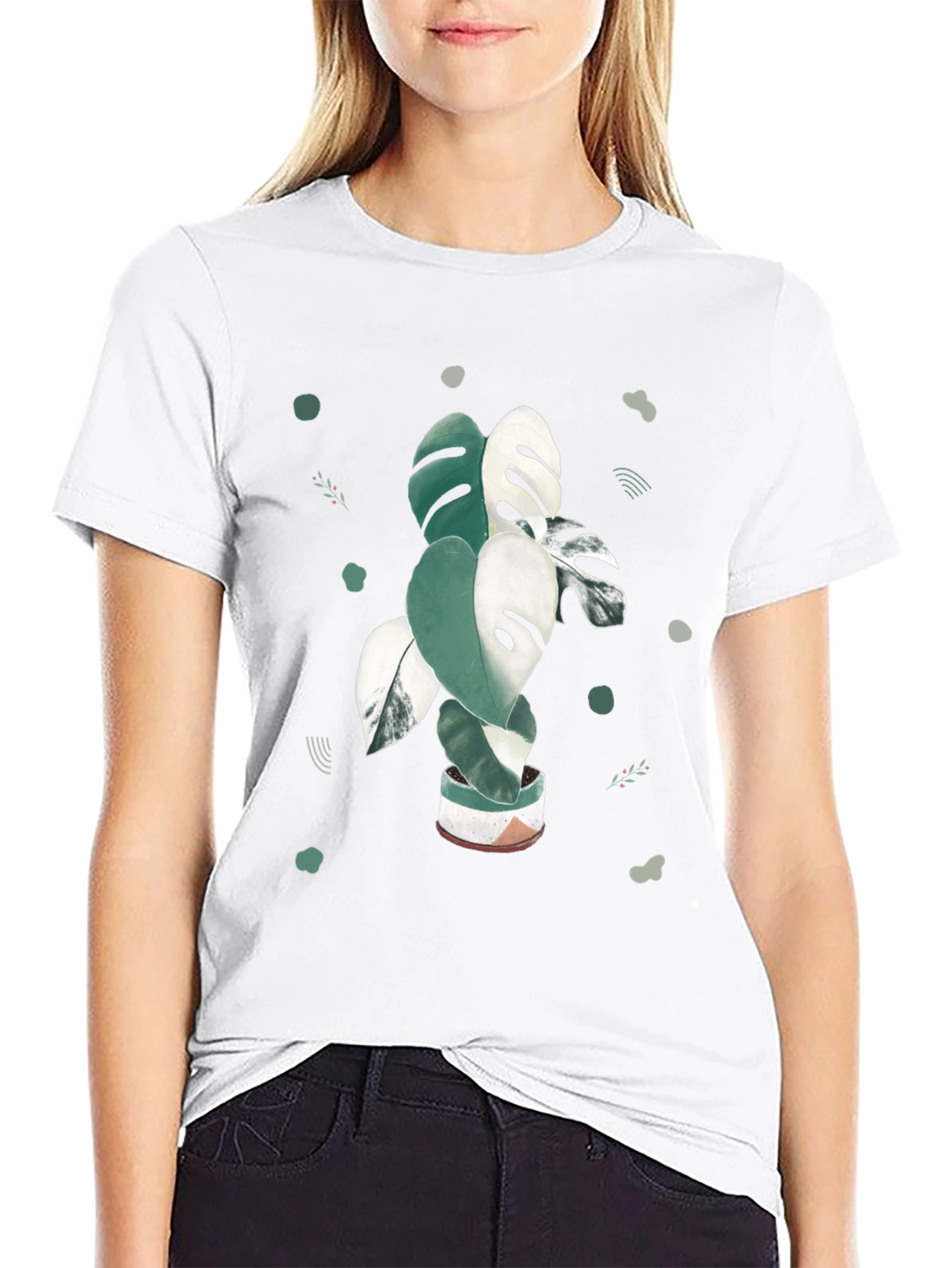 Black Monstera Plant Graphic T-Shirt view 9