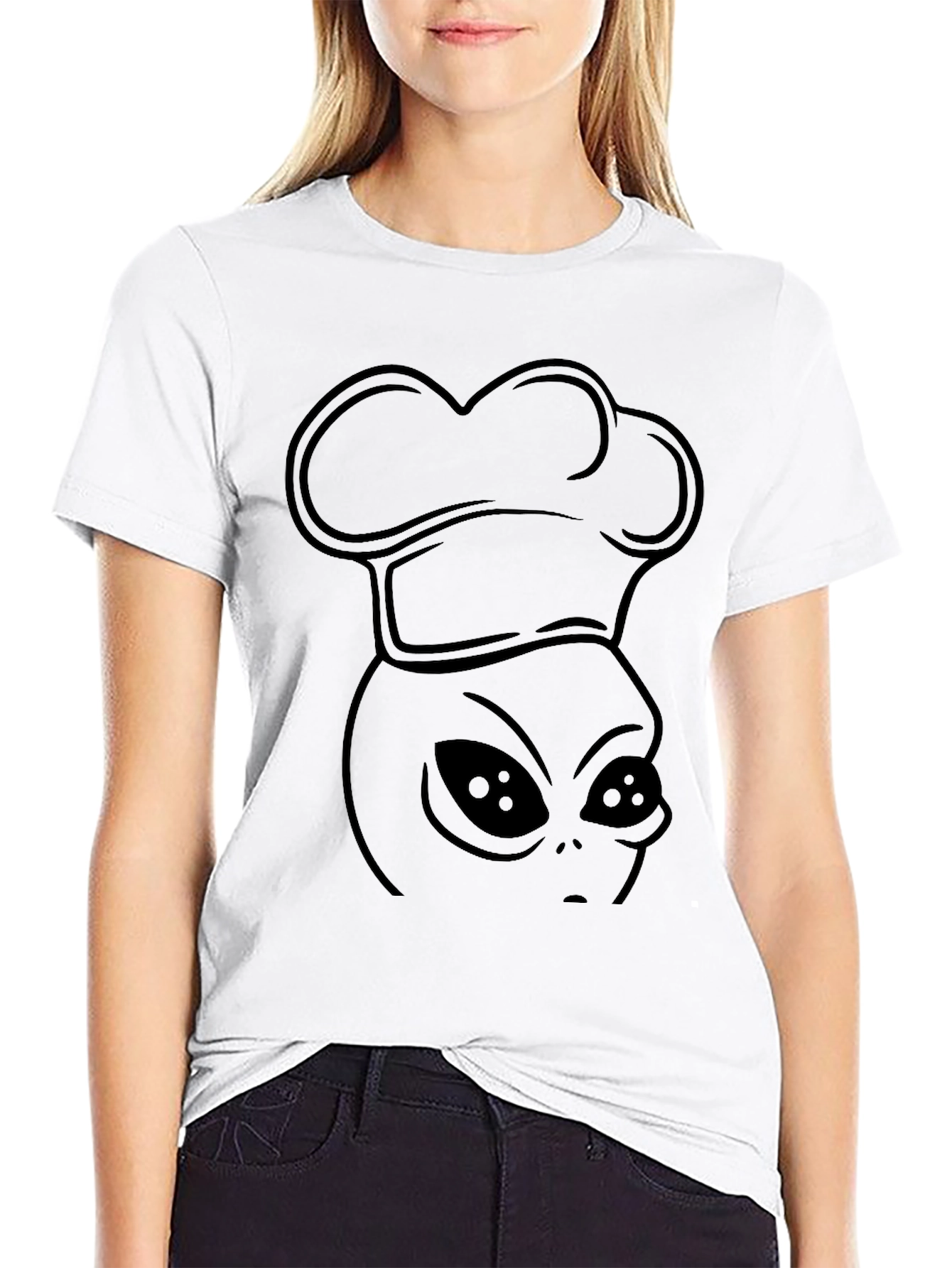 Black Alien Chef T-Shirt - Black Graphic Tee view 9