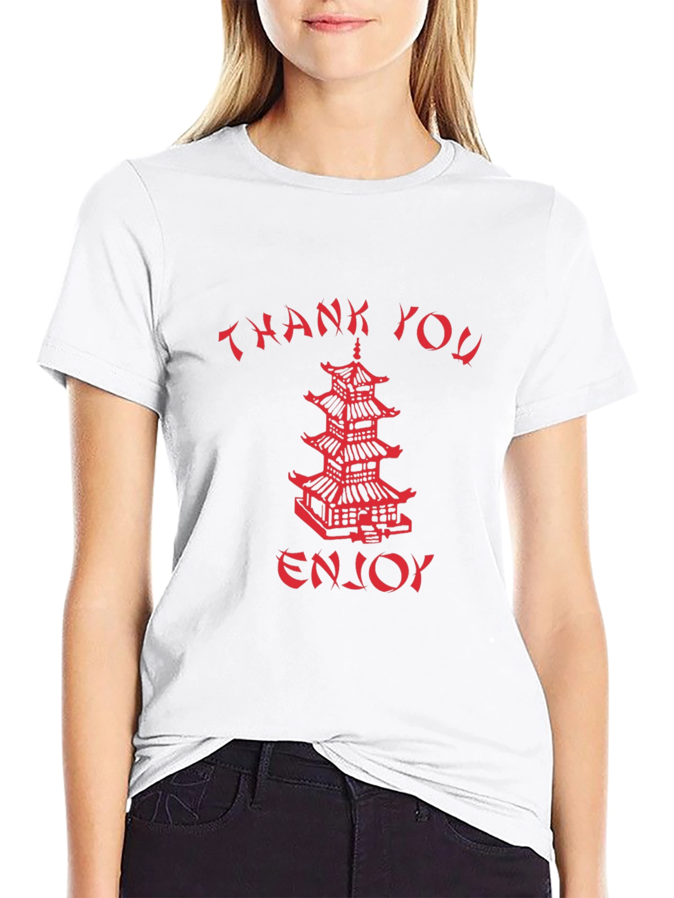 Black Thank You Enjoy Graphic Tee view 9