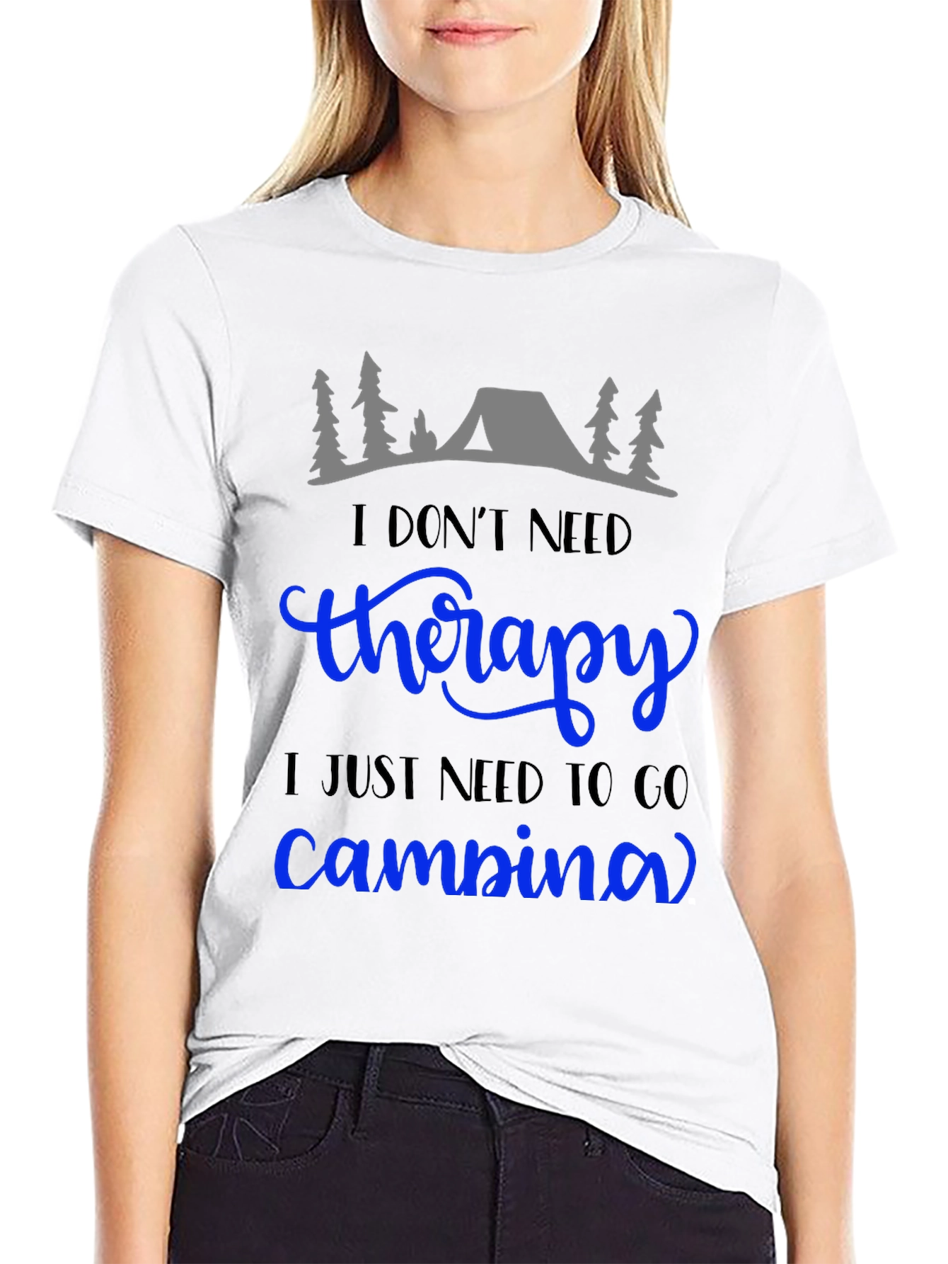 Black Camping Therapy T-Shirt: Nature Lover Tee view 9