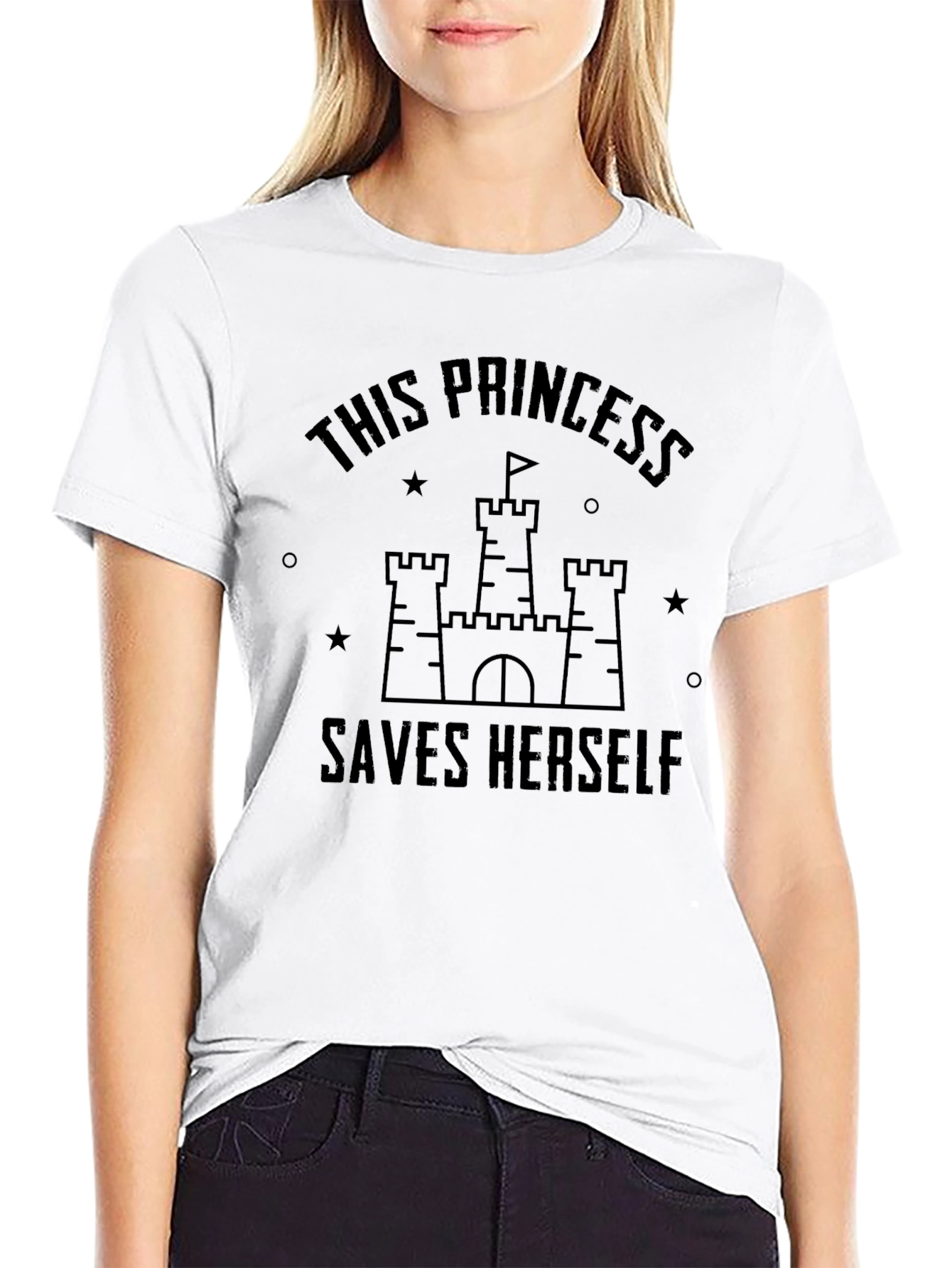 Black Princess Saves Herself Graphic Tee - Black view 9