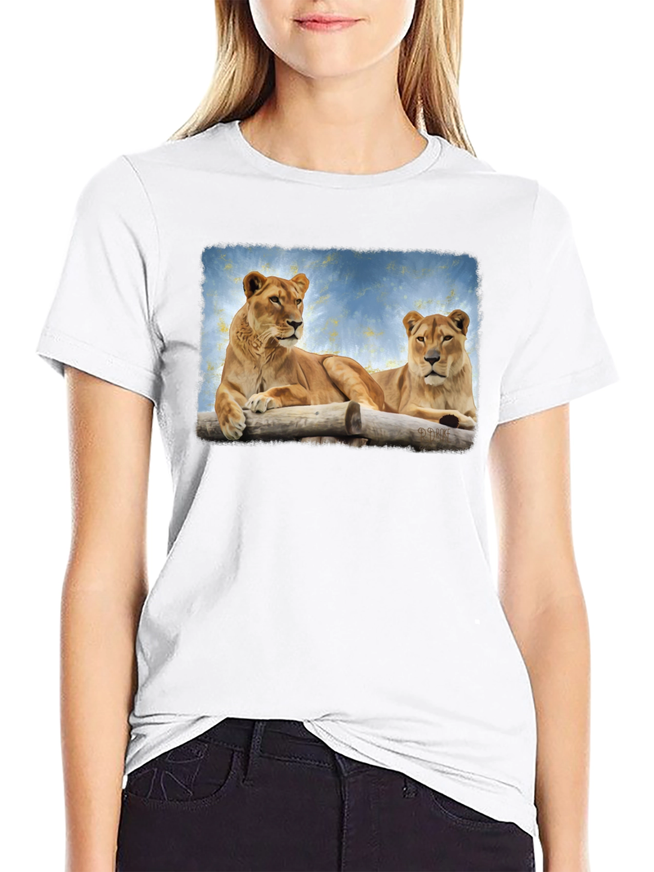 Black Lioness Graphic Print Black T-Shirt view 9