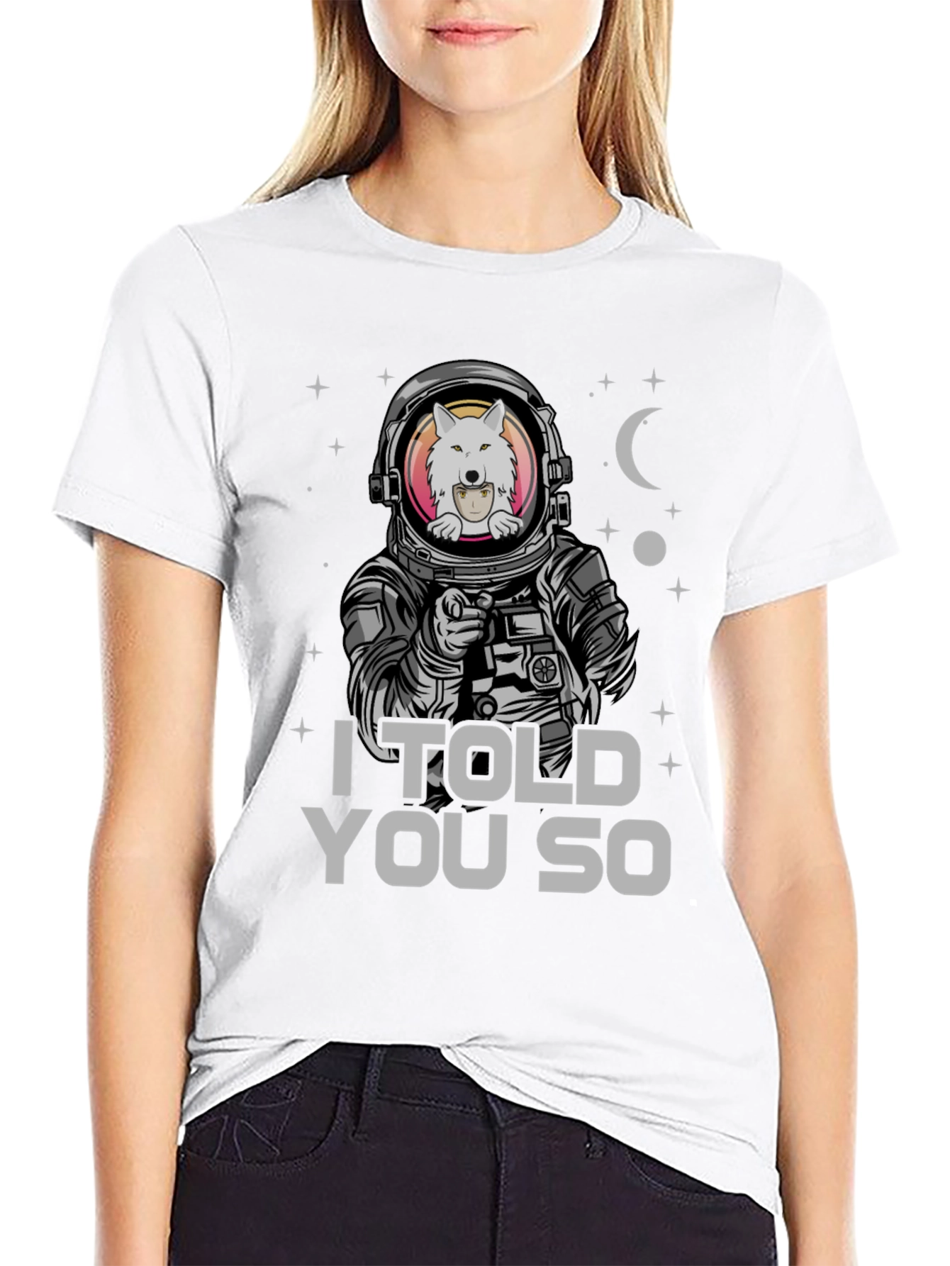 Black Astronaut Wolf T-Shirt - I Told You So view 9