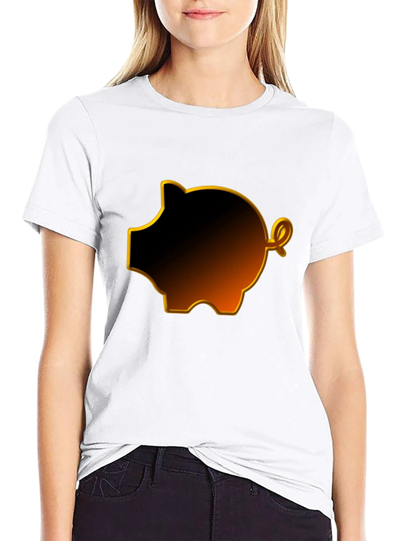 Black Black Piggy Bank Graphic Tee view 9