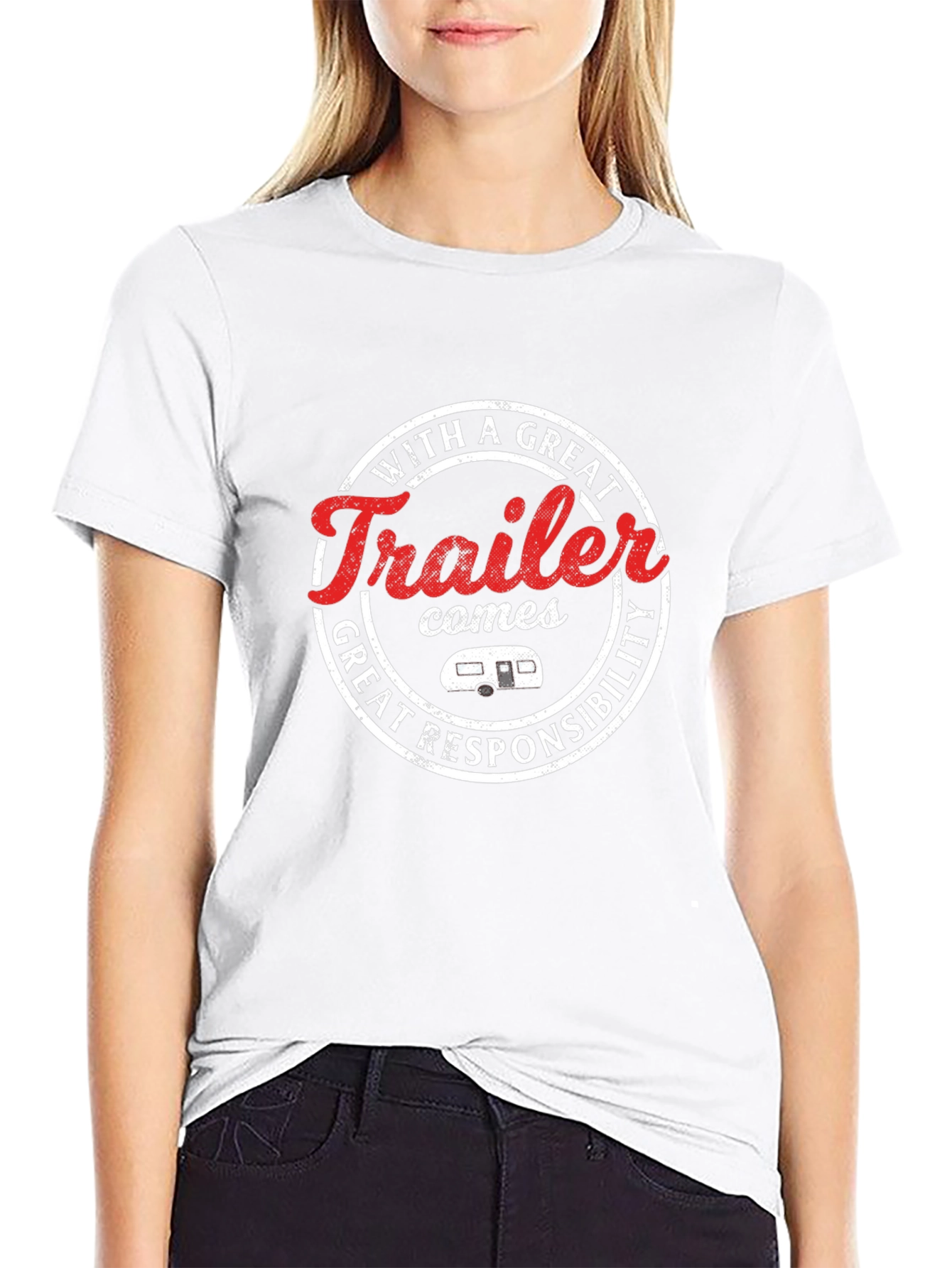 Black Funny Trailer T-Shirt - With Great Trailer Comes... view 9