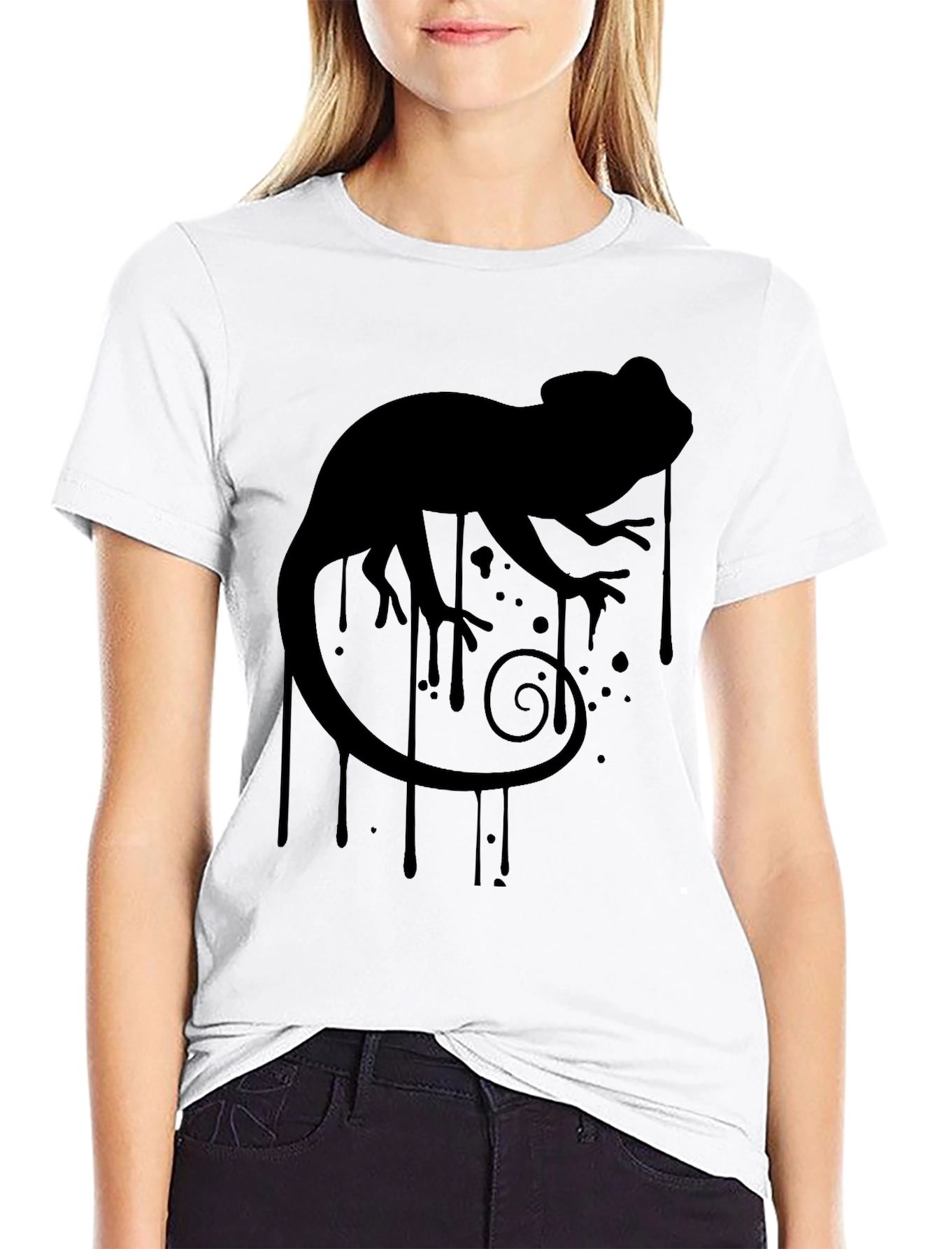 Black Chameleon Silhouette Graphic Tee - Black view 9