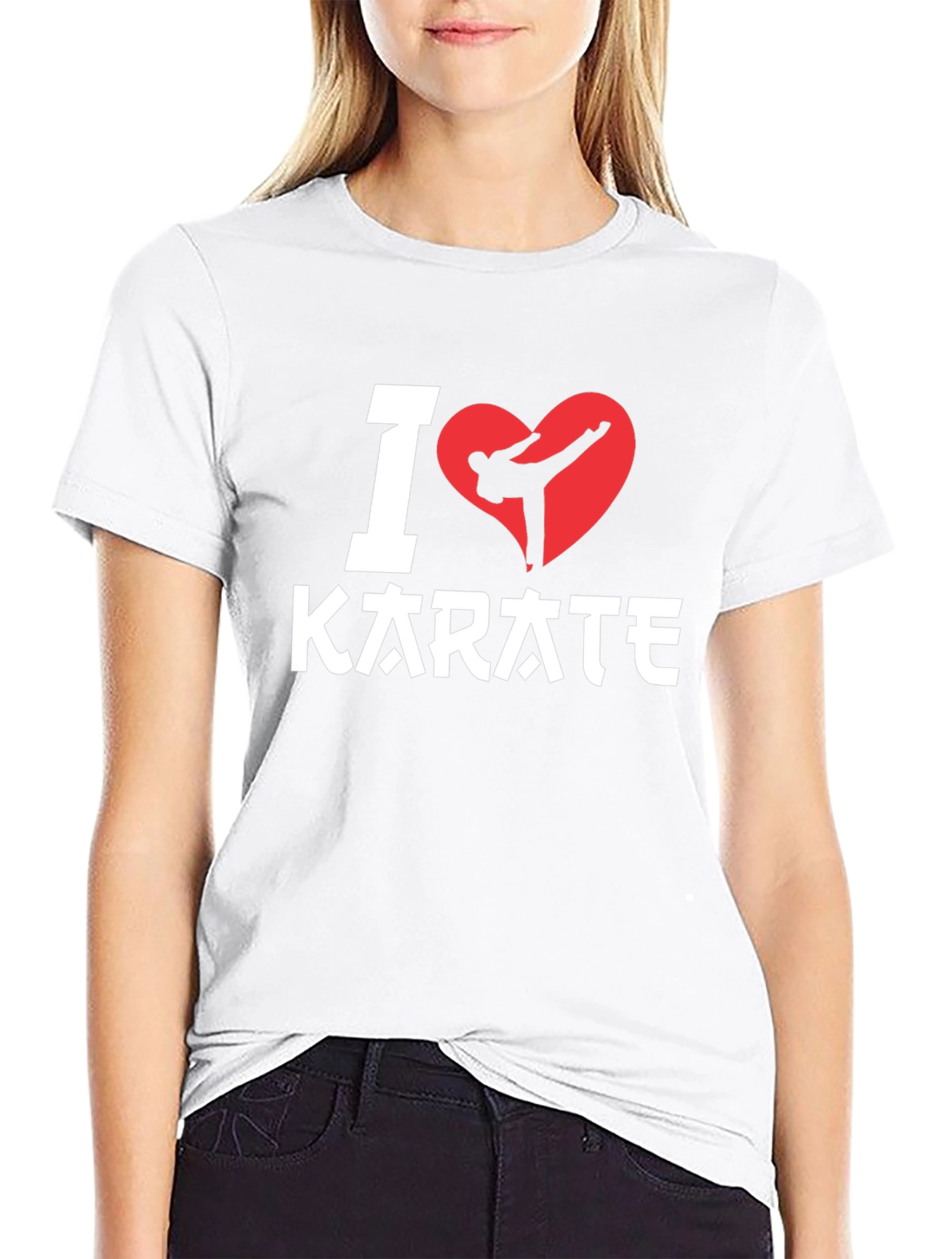 Black I Love Karate T-Shirt - Black, Martial Arts Graphic Tee view 9