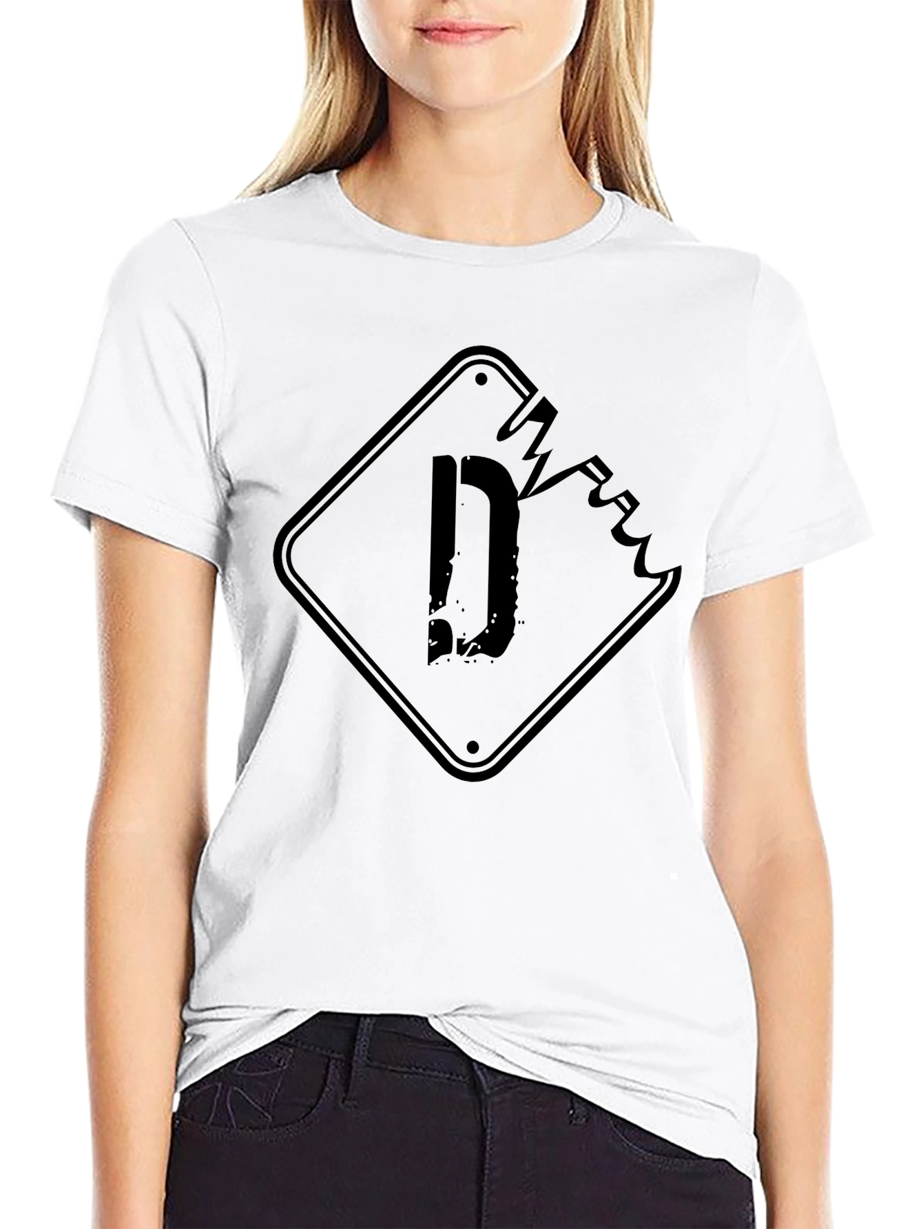 Black Distressed "D" Graphic Black T-Shirt view 9