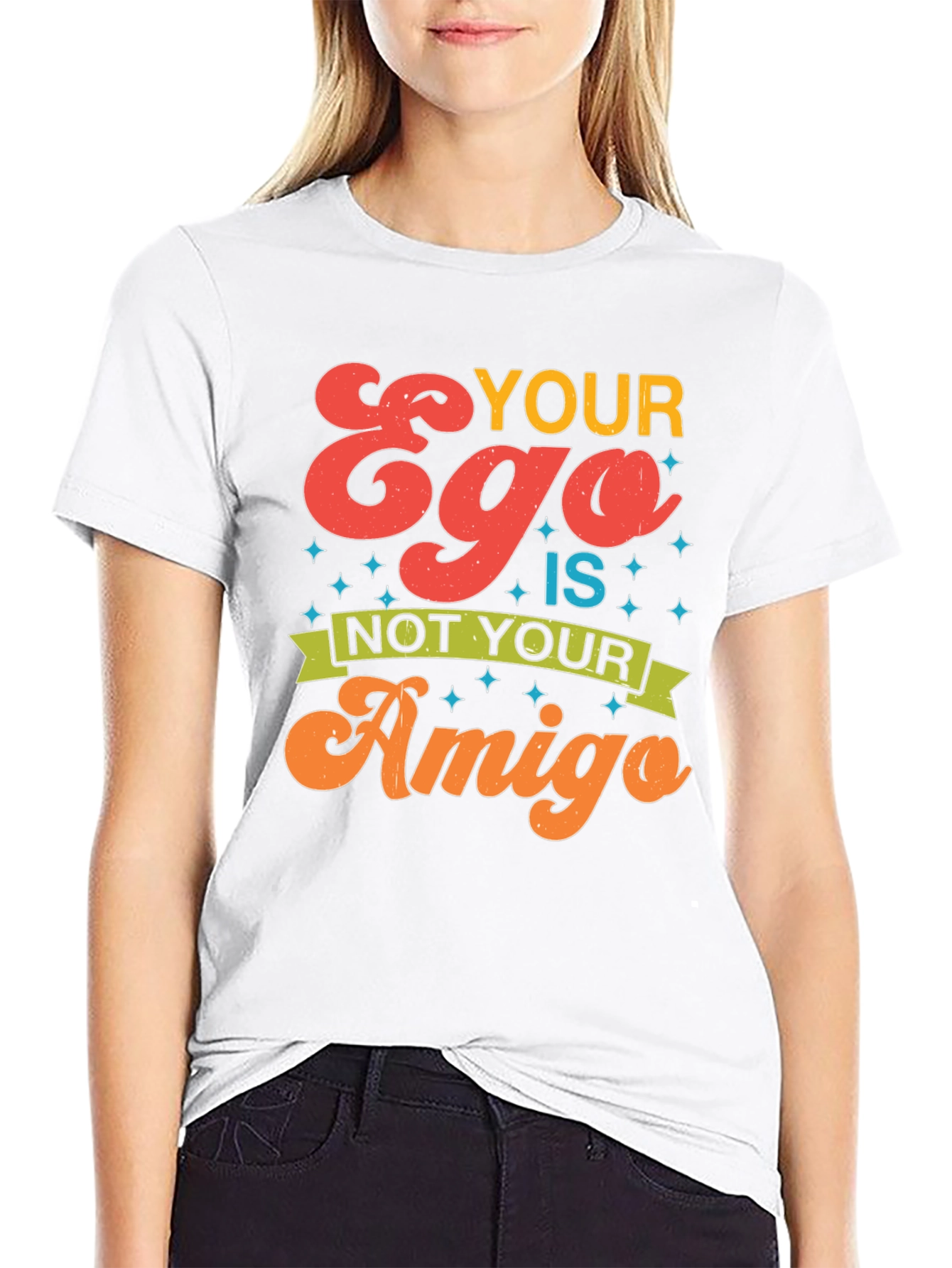 Black Your Ego is Not Your Amigo Graphic Tee view 9