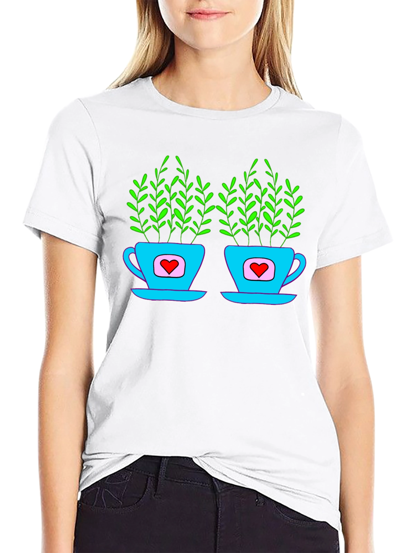 Black Heart Tea Cups T-Shirt view 9