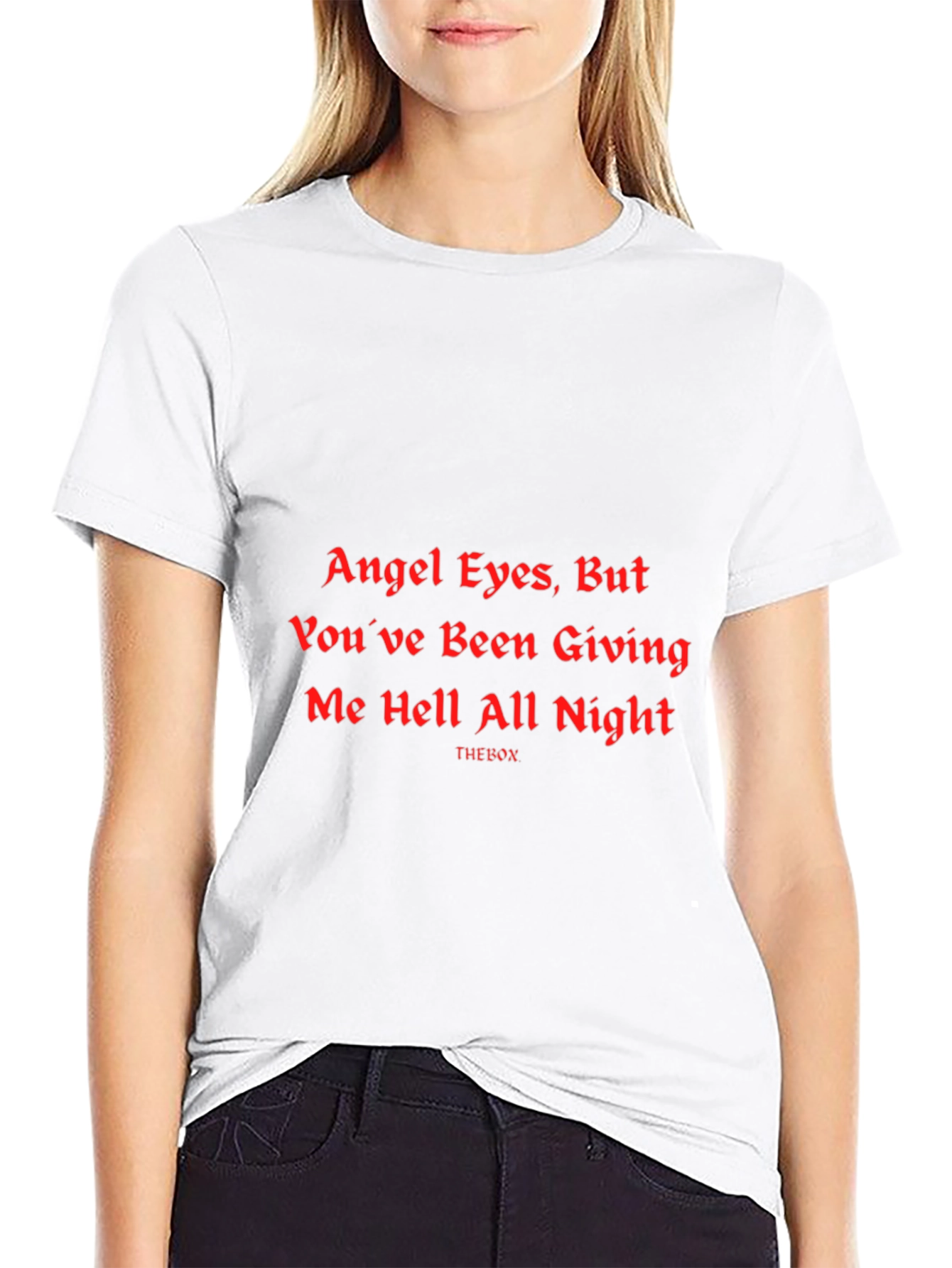 Black Angel Eyes Graphic Print Black T-Shirt view 9