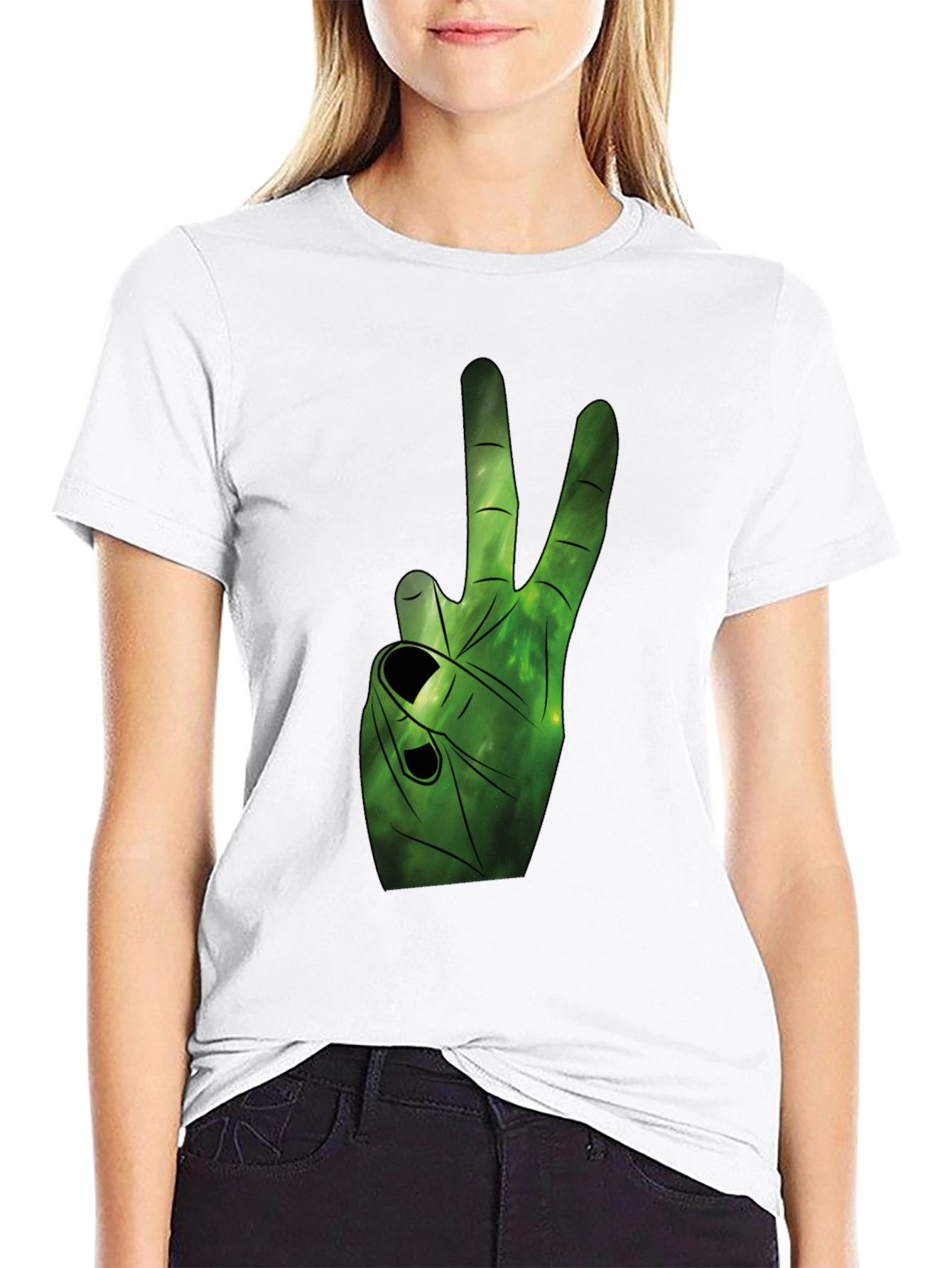 Black Peace Sign Graphic Tee - Black Cotton Comfort view 9