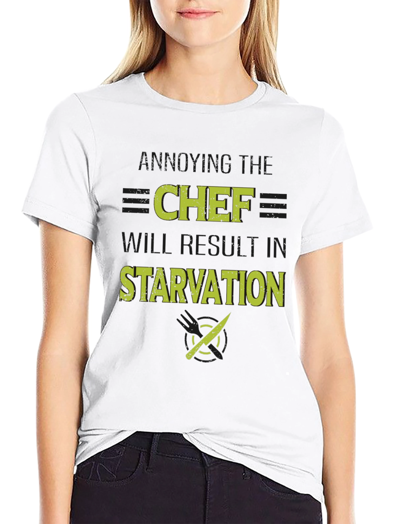 Black Funny Chef T-Shirt - Starvation Warning view 9