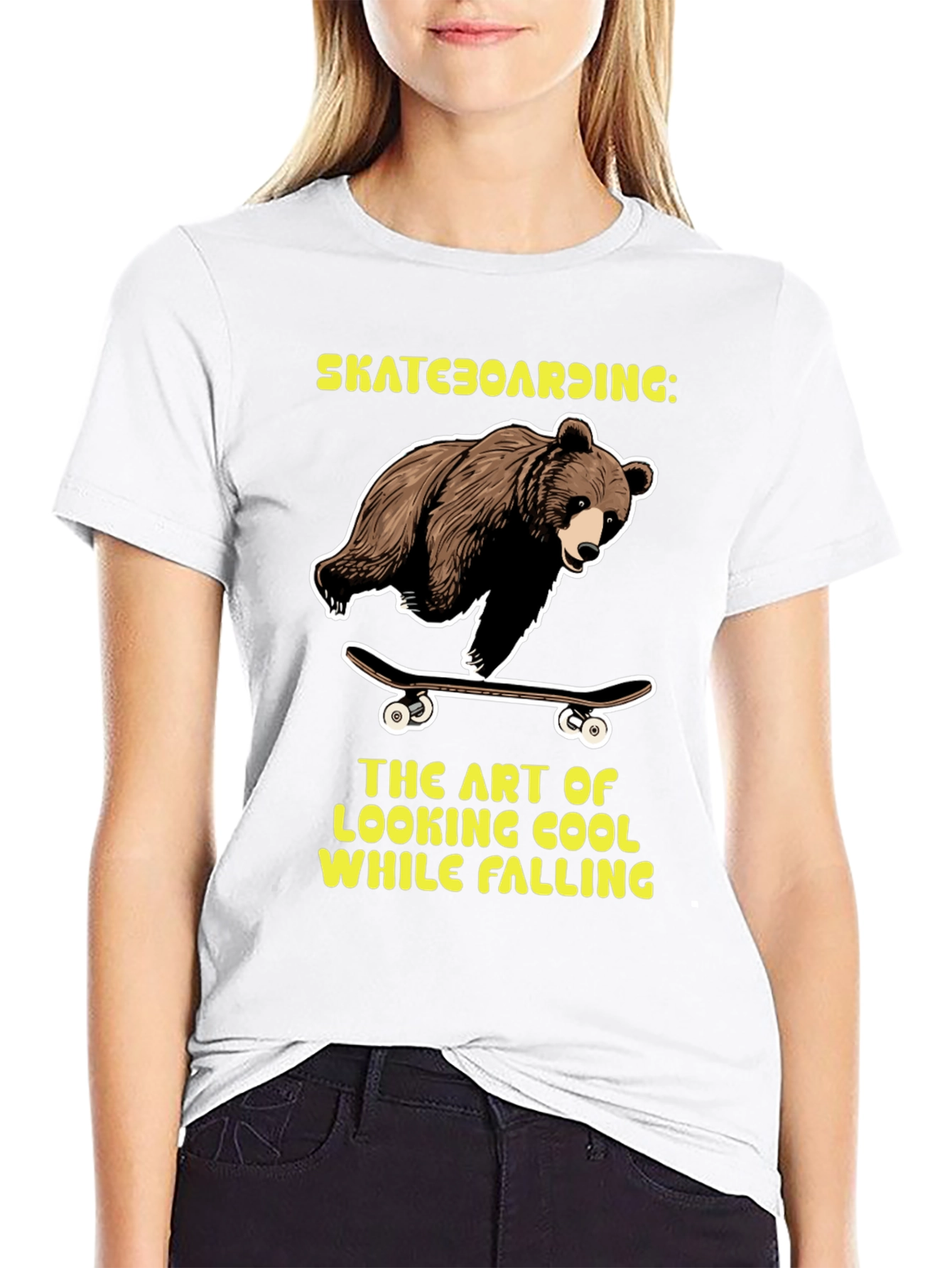 Black Skateboarding Bear Graphic Tee view 9